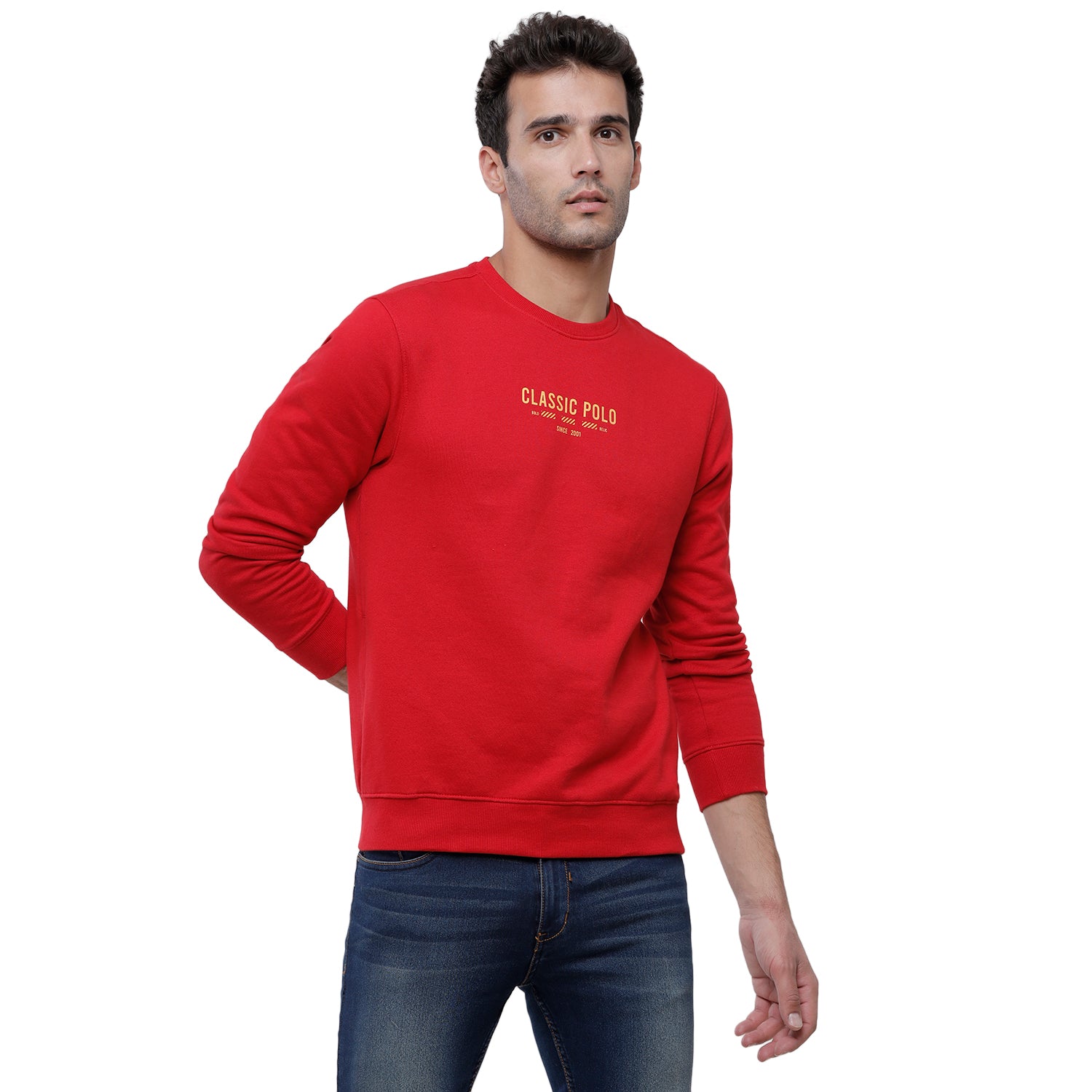 Classic Polo Men's Solid Full Sleeve Red Sweat Shirt - CPSS-347 B Sweat Shirts Classic Polo 