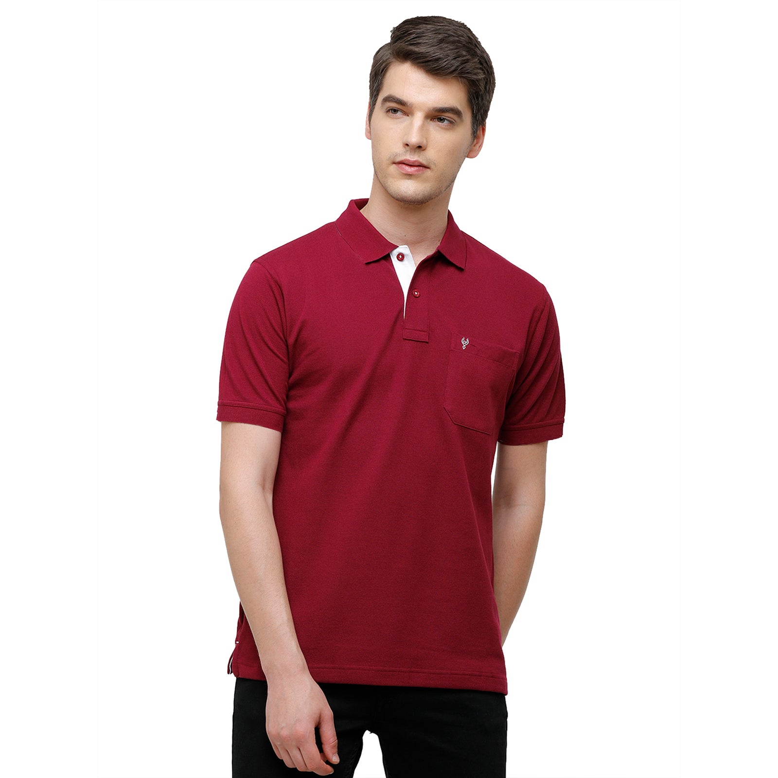 Classic Polo Maroon Polo Neck Authentic Fit T Shirt Men - 4SSN 219 T-shirt Classic Polo 