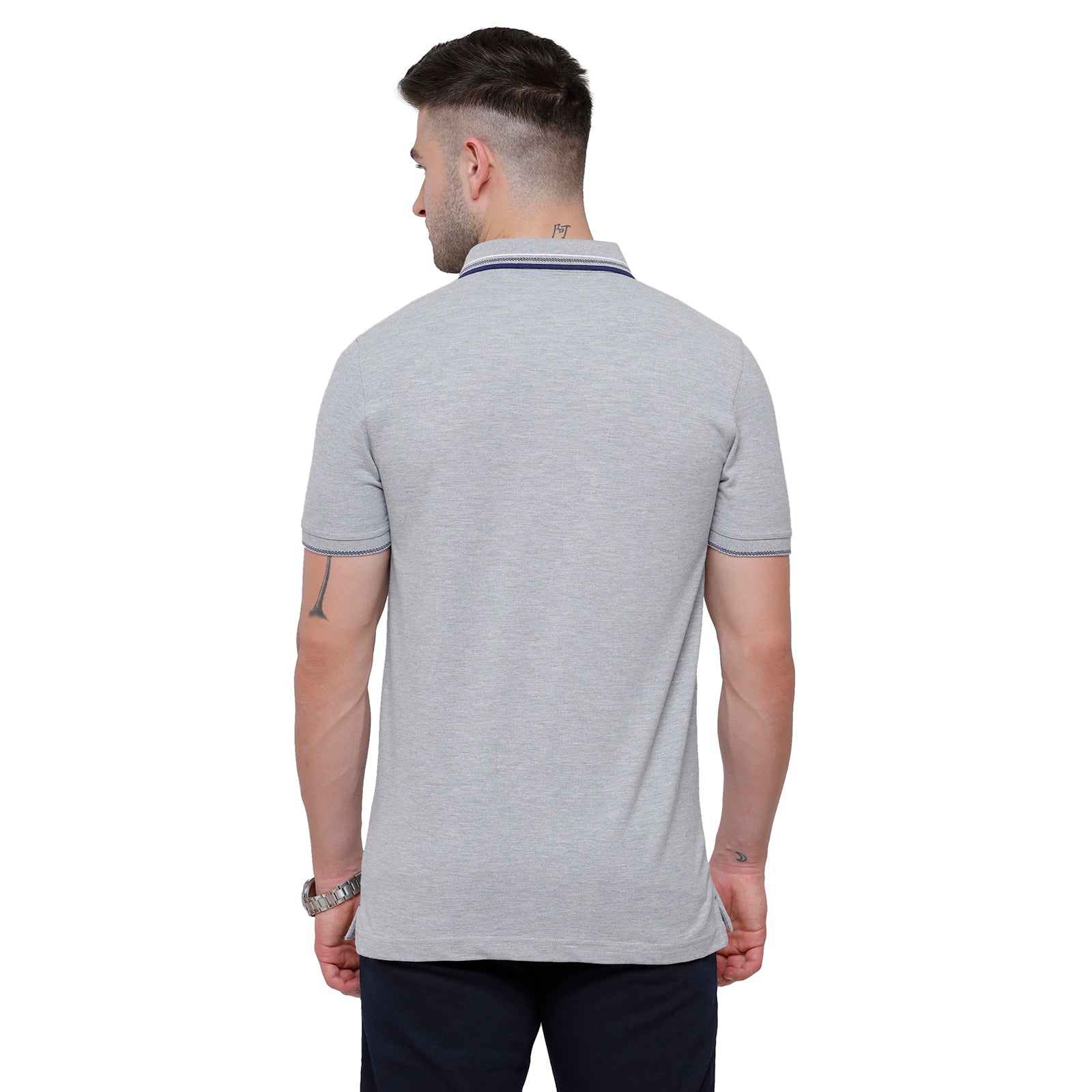 Classic polo Men's Grey Mélange Polo Half Sleeve Slim Fit T-Shirt - Toza-Light Grey Mel T-shirt Classic Polo 
