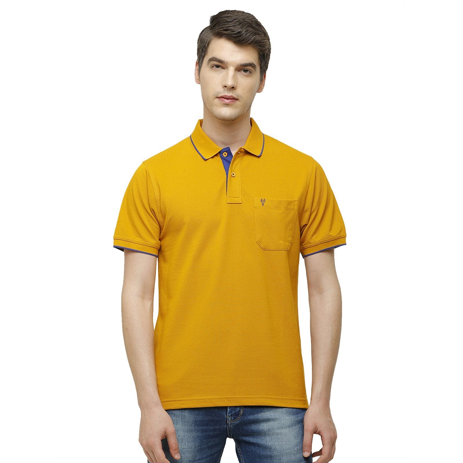 Classic polo Men's Yellow Smart Double Pique Polo Half Sleeve Authentic Fit T-Shirt Nova - G.Yellow T-shirt Classic Polo 