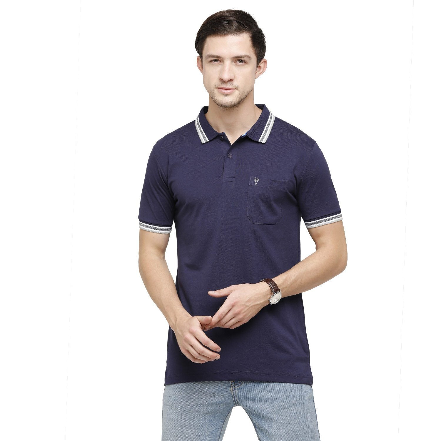 Classic polo Men's Dark Blue Sporty Polo Half Sleeve Slim Fit T-Shirt - Pristo Classic Blue T-shirt Classic Polo 