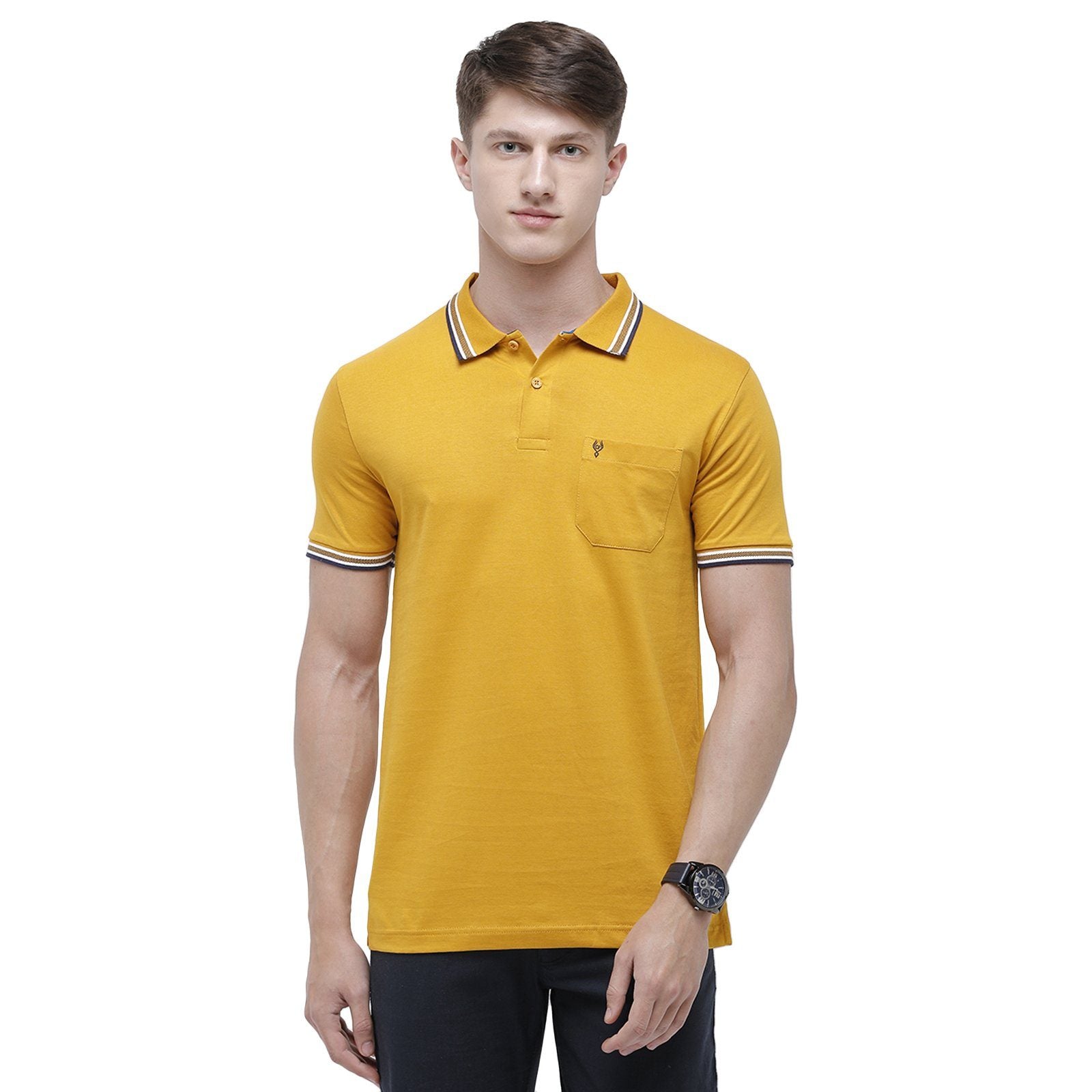 Classic polo Men's Golden Yellow Sporty Polo Half Sleeve Slim Fit T-Shirt - Pristo Golden Yellow T-shirt Classic Polo 