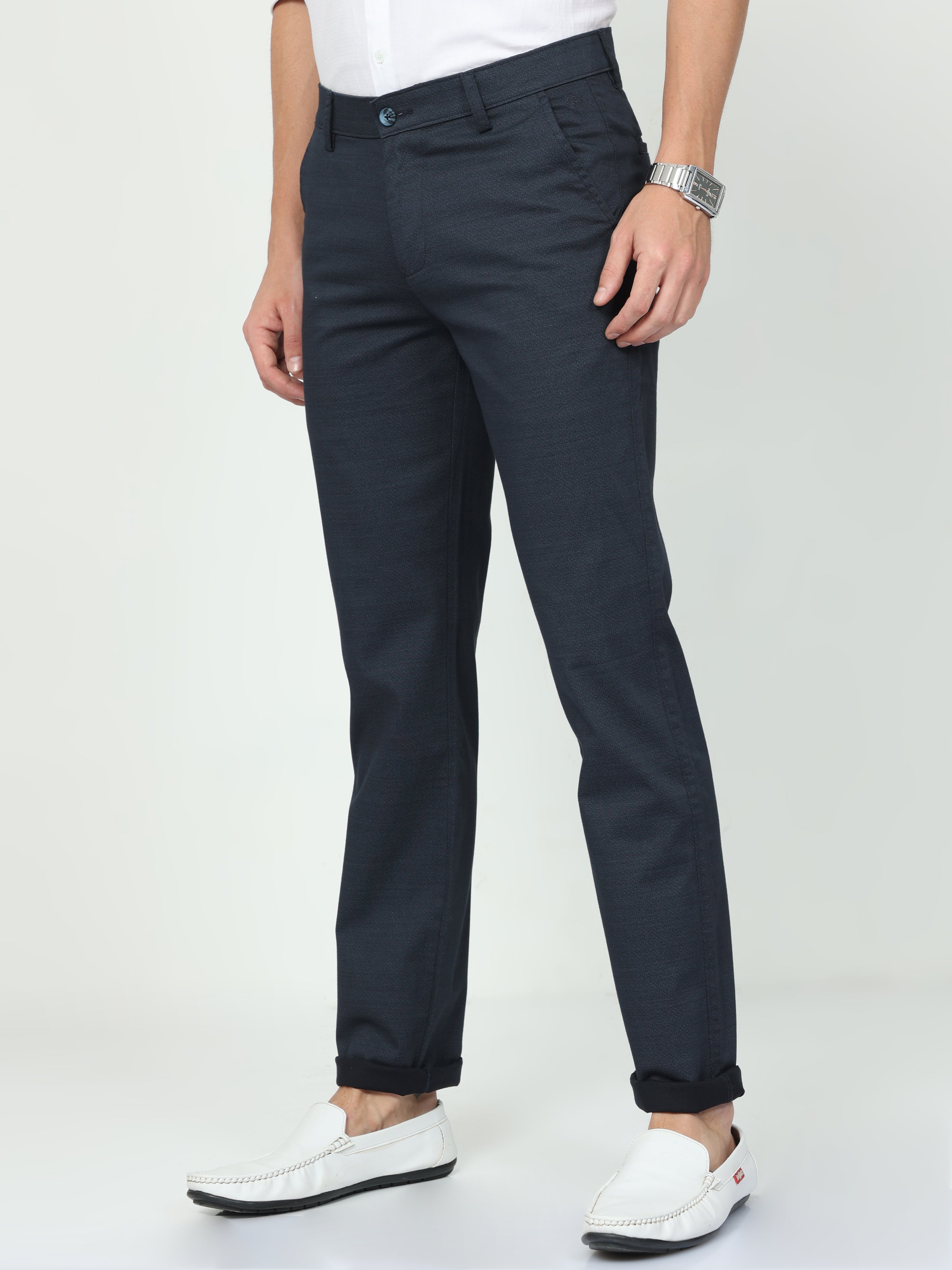 CP BRO Mens Chiesel Fit Solid Navy Color Trousers | Tbo2-13 E-Nvy-Cf-Ly