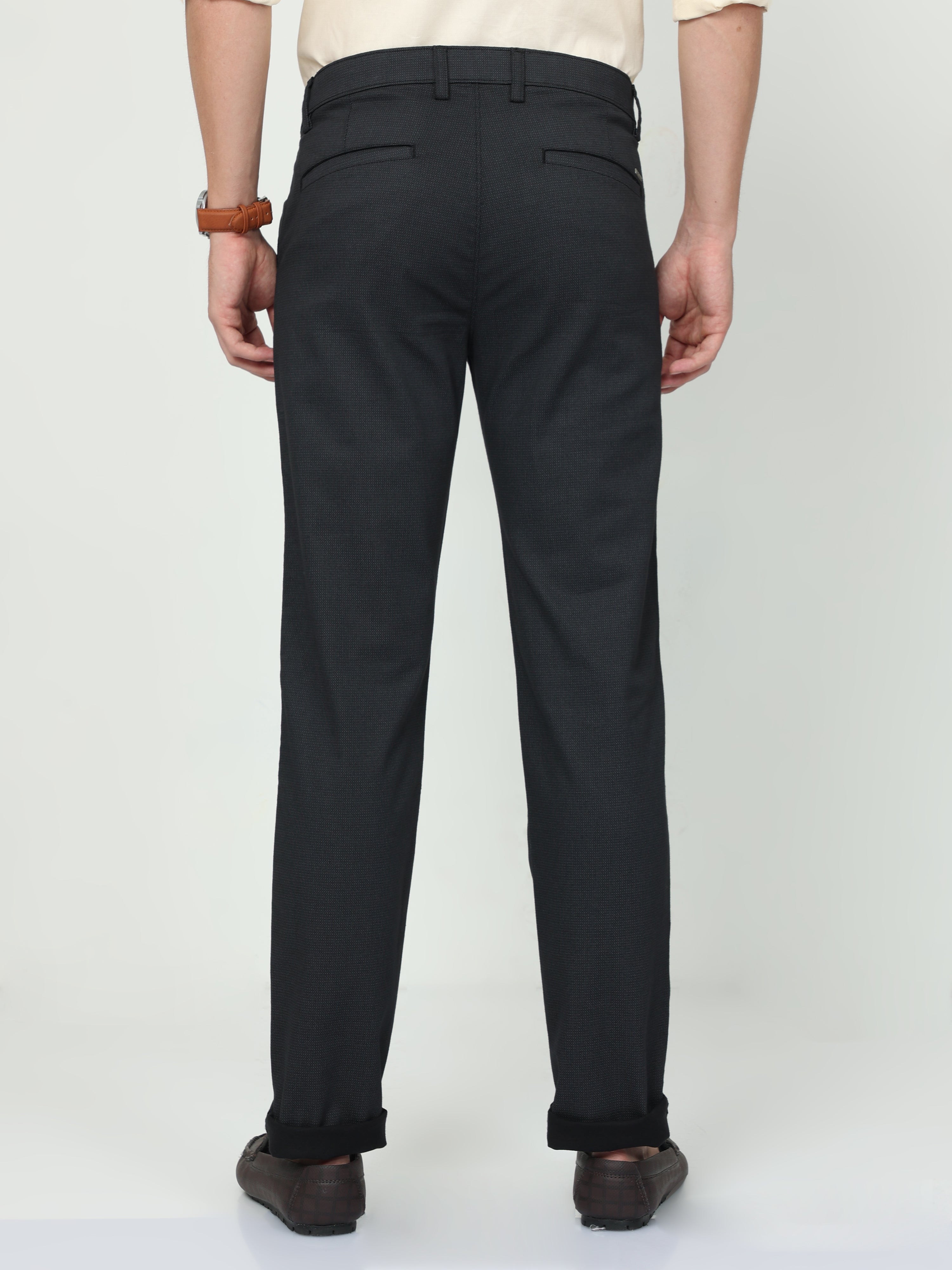 CP BRO Mens Chiesel Fit Solid Black Color Trousers | Tbo2-13 A-Blk-Cf-Ly