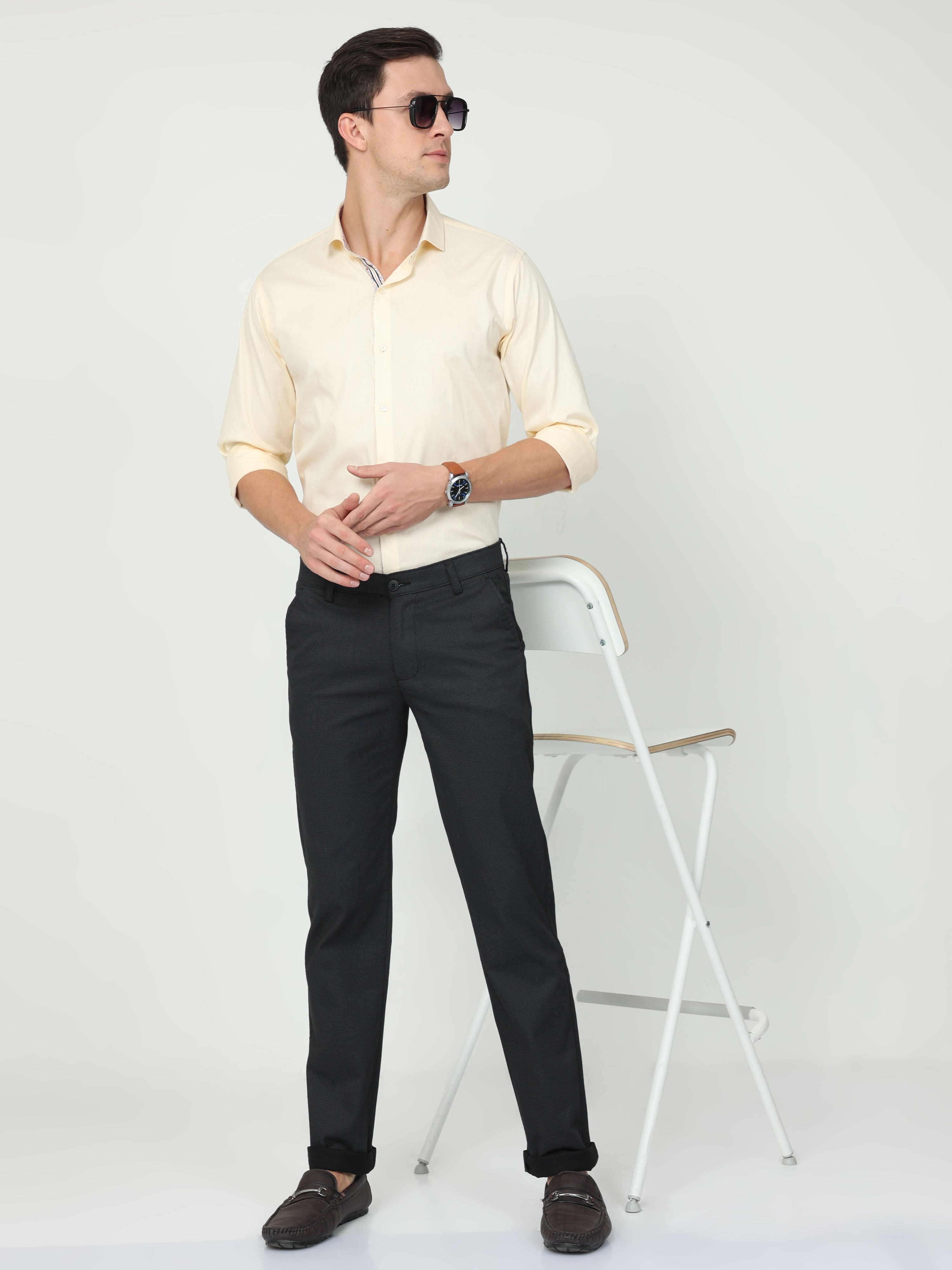 CP BRO Mens Chiesel Fit Solid Black Color Trousers | Tbo2-13 A-Blk-Cf-Ly