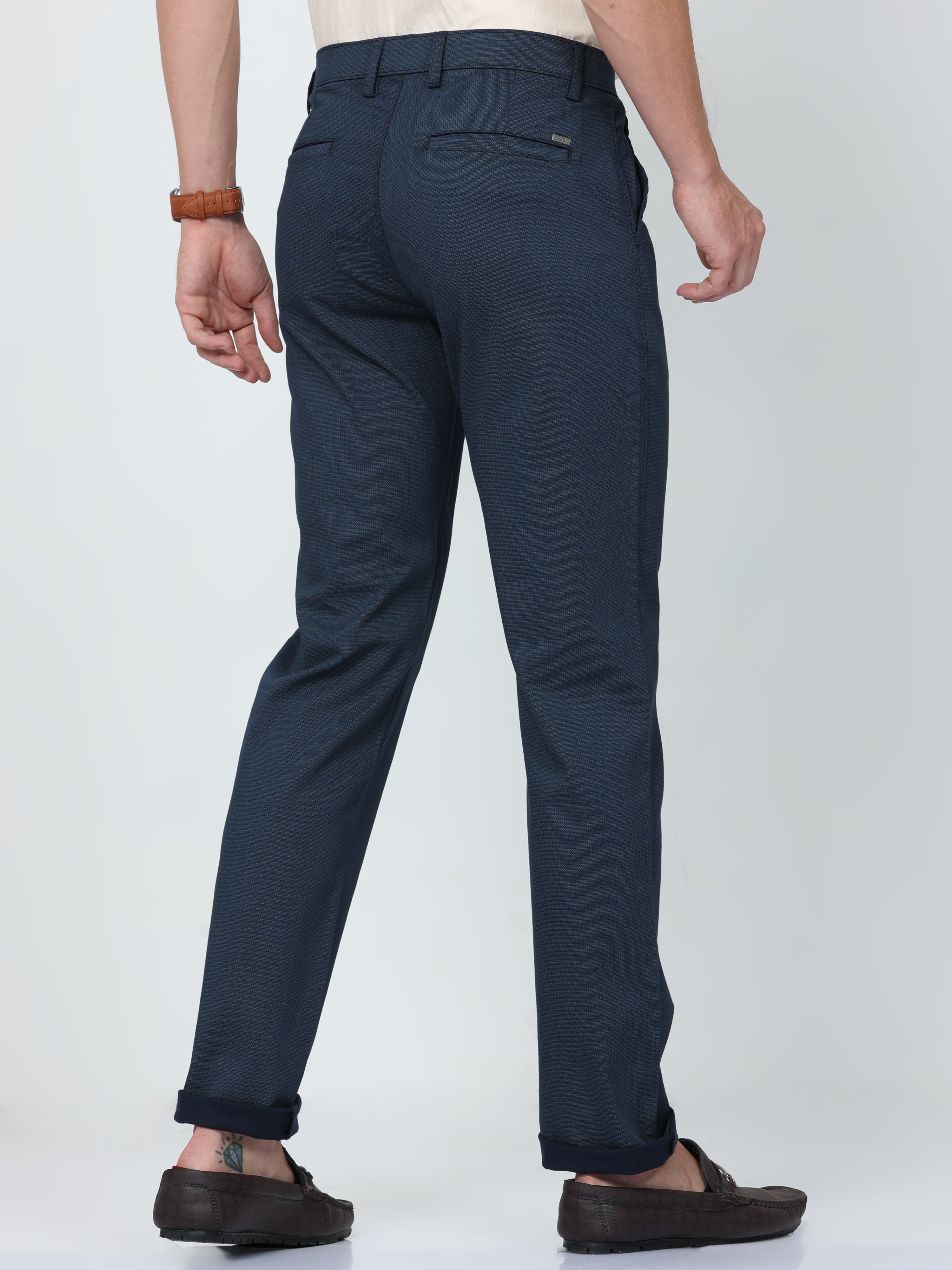 CP BRO Mens Chiesel Fit Solid Navy Color Trousers | Tbo2-13 B-Nvy-Cf-Ly