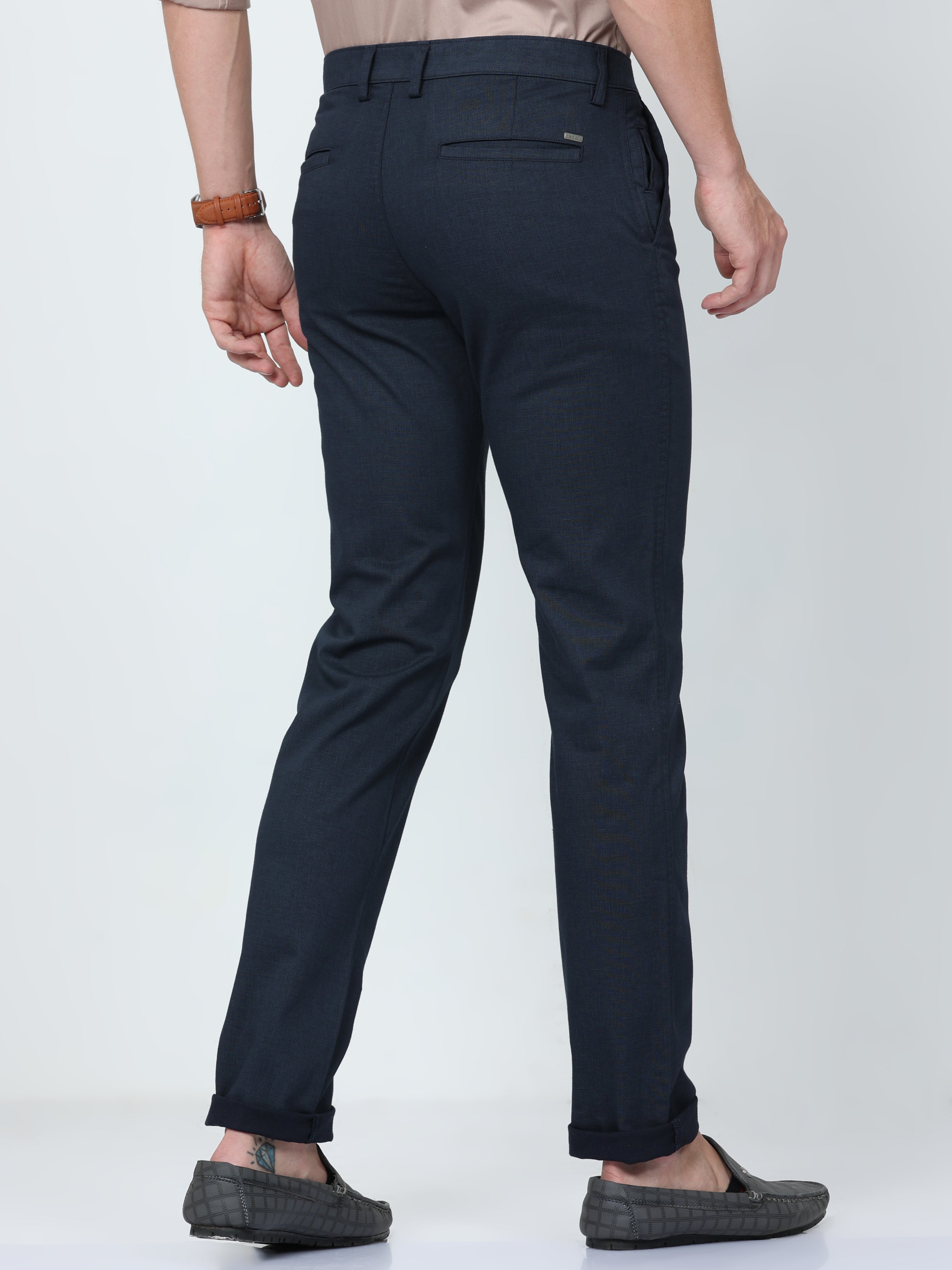 CP BRO Mens Chiesel Fit Solid Navy Color Trousers | Tbo2-11 B-Nvy-Cf-Ly