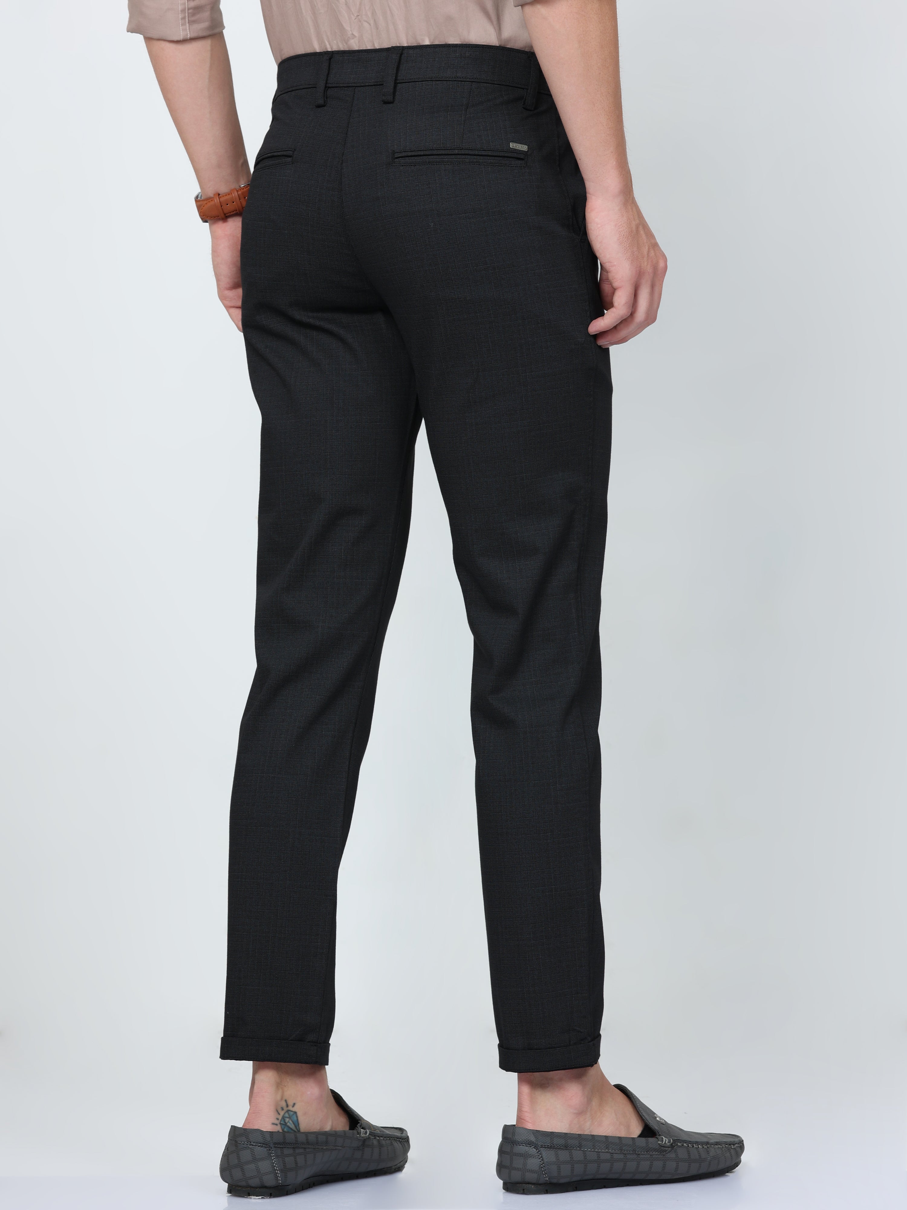 CP BRO Mens Chiesel Fit Solid Black Color Trousers | Tbo2-13 D-Blk-Cf-Ly