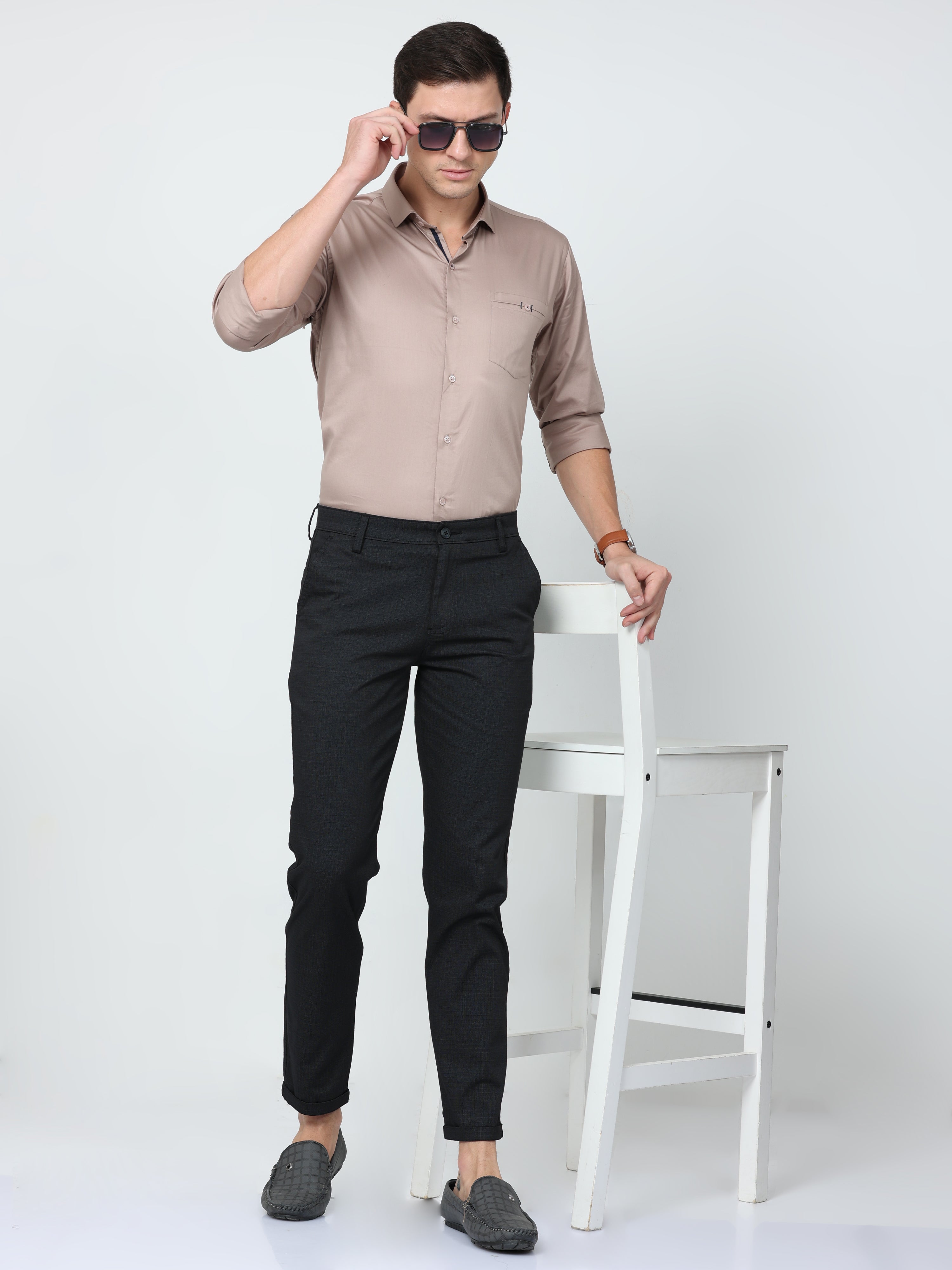 CP BRO Mens Chiesel Fit Solid Black Color Trousers | Tbo2-13 D-Blk-Cf-Ly