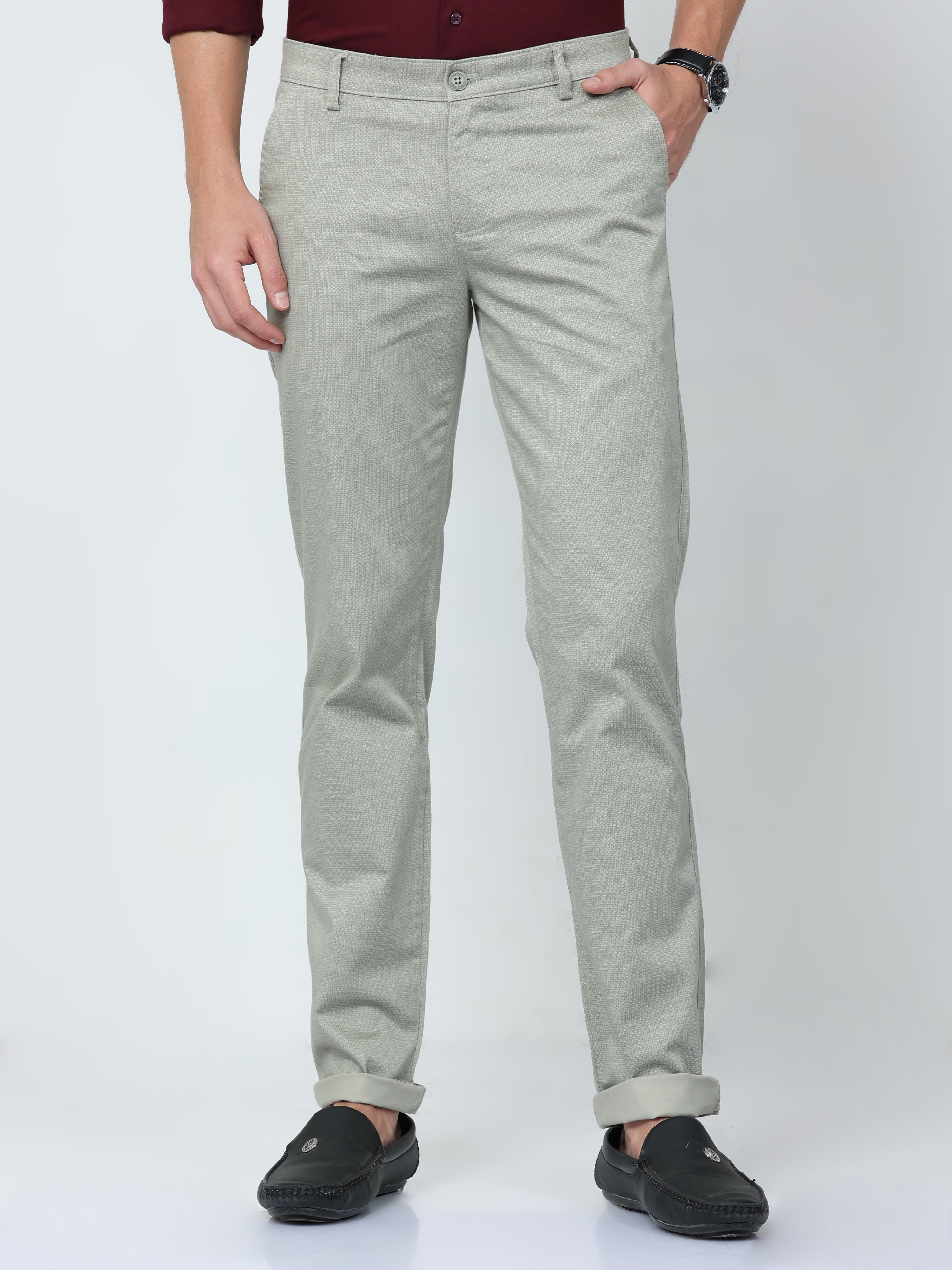 CP BRO Mens Chiesel Fit Solid Grey Color Trousers | Tbo2-12 A-Olv-Cf-Ly