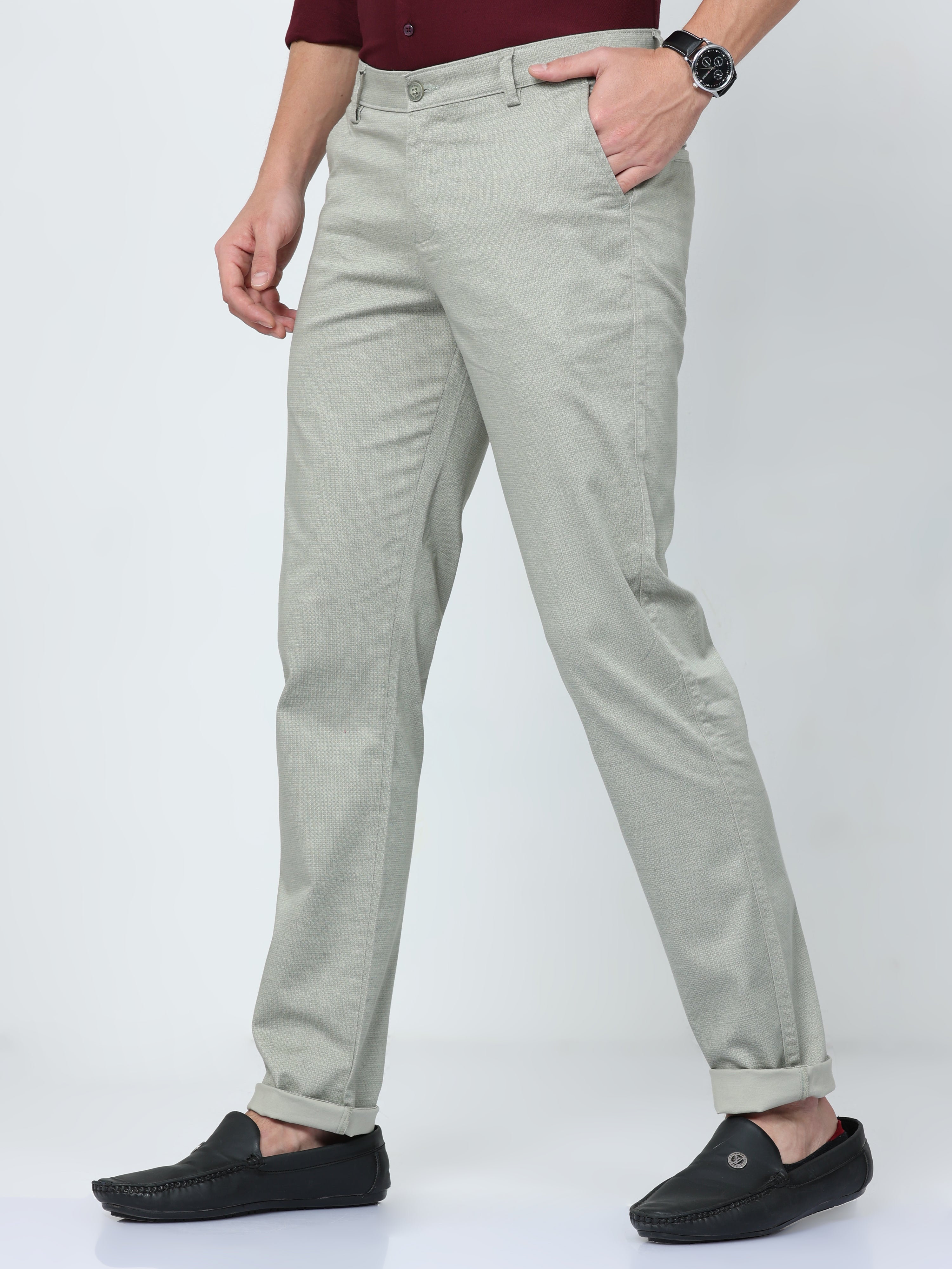 CP BRO Mens Chiesel Fit Solid Grey Color Trousers | Tbo2-12 A-Olv-Cf-Ly