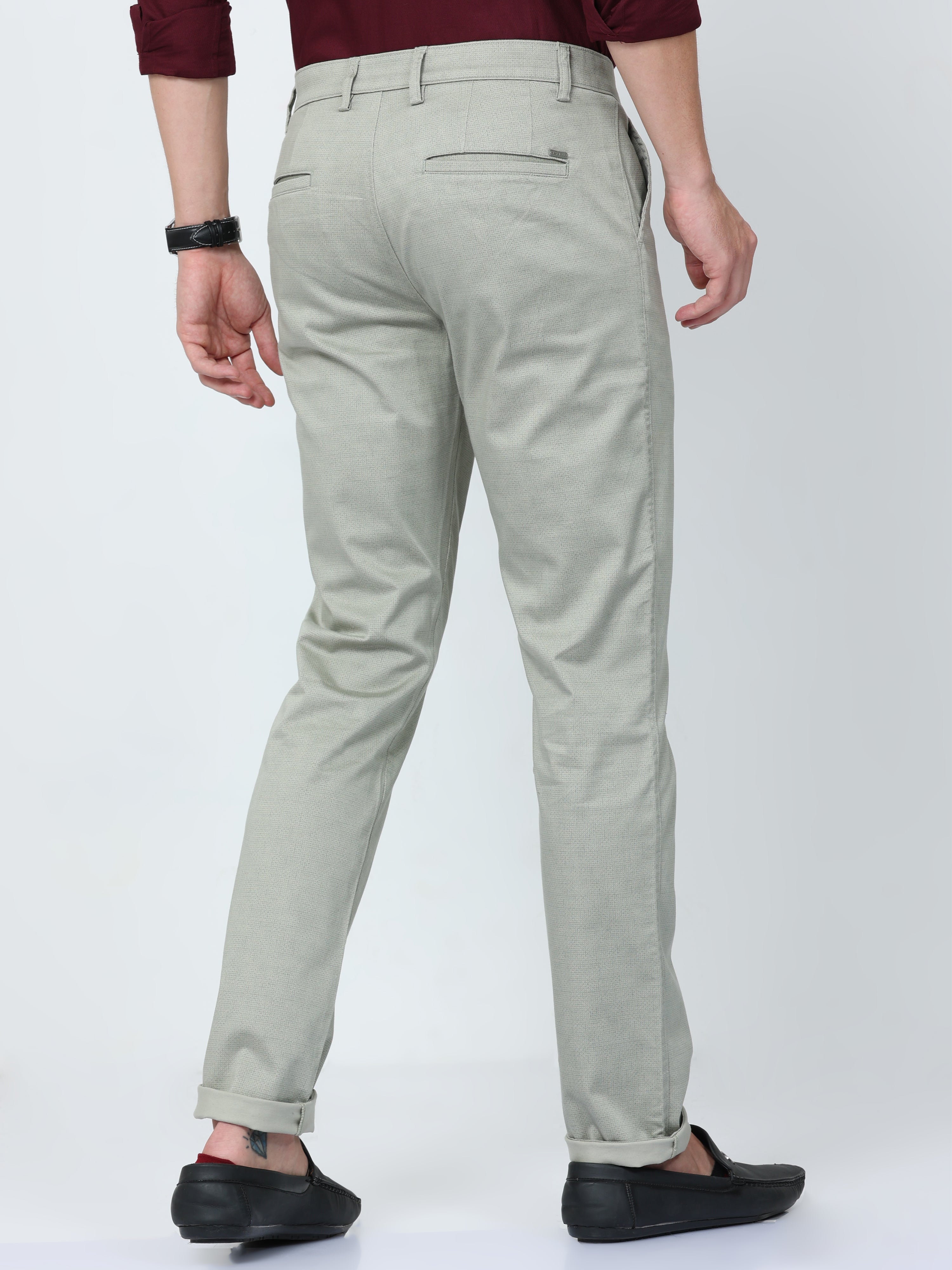 CP BRO Mens Chiesel Fit Solid Grey Color Trousers | Tbo2-12 A-Olv-Cf-Ly