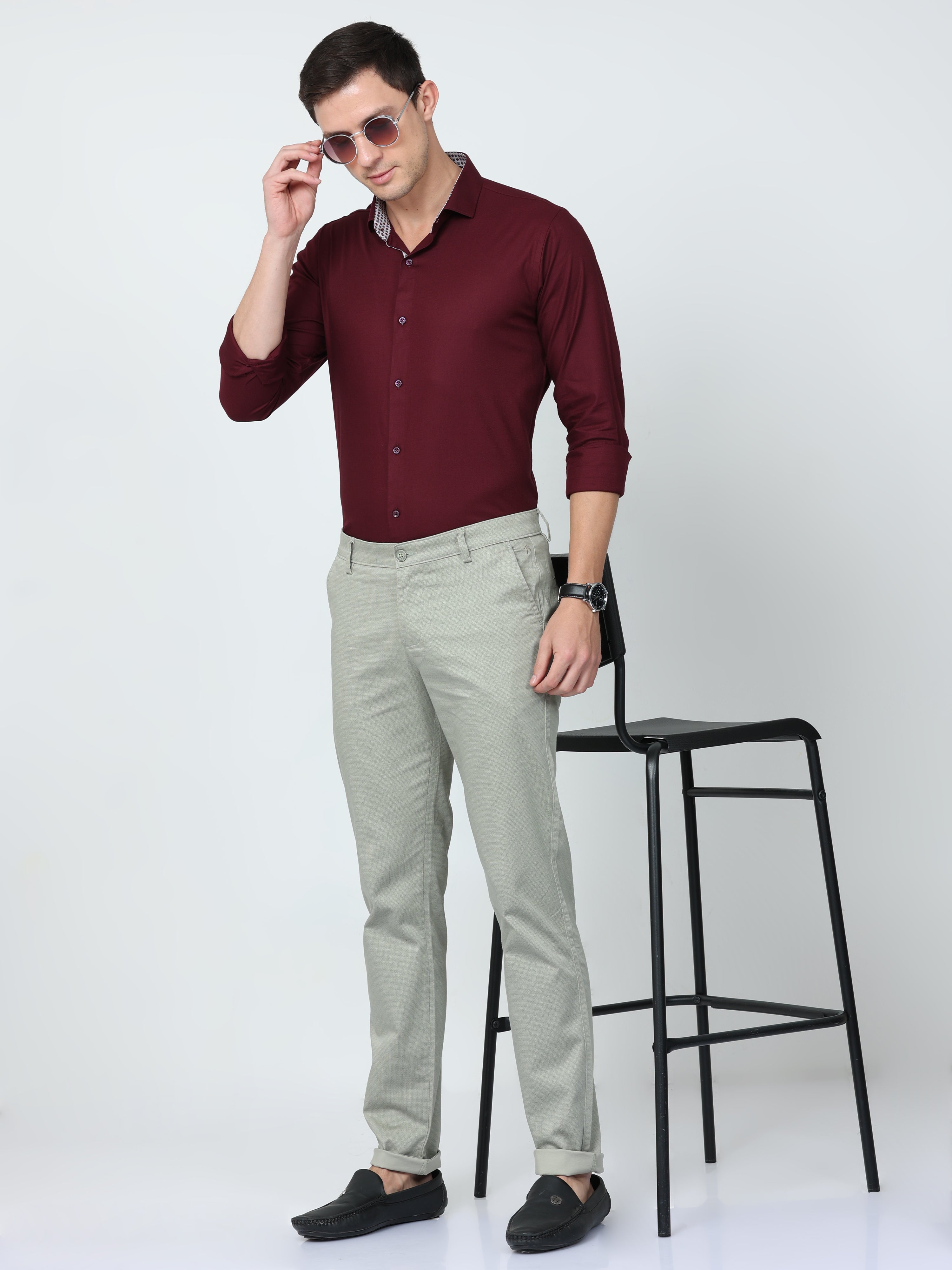 CP BRO Mens Chiesel Fit Solid Grey Color Trousers | Tbo2-12 A-Olv-Cf-Ly