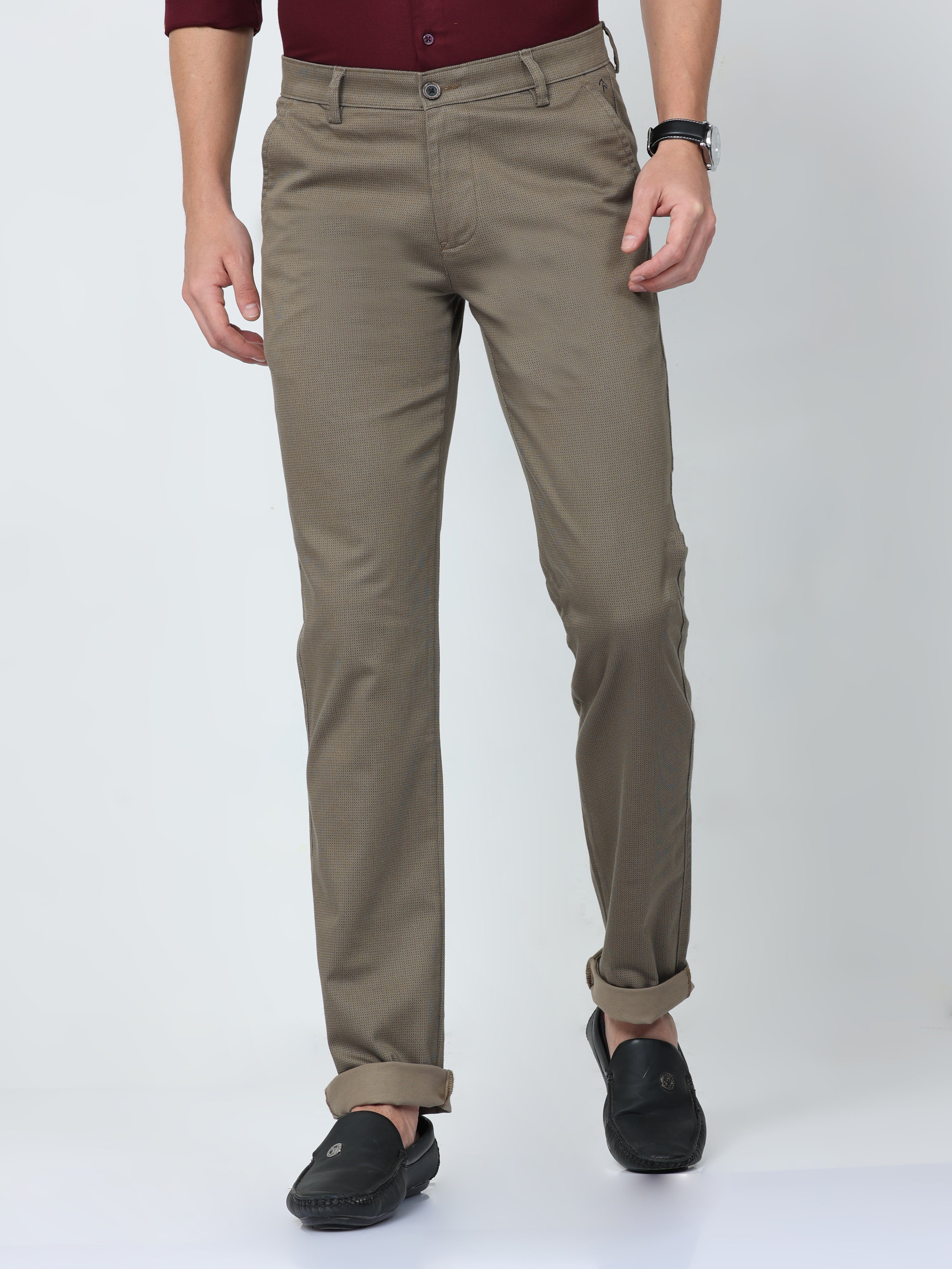 CP BRO Mens Chiesel Fit Solid Khakhi Color Trousers | Tbo2-13 C-Kha-Cf-Ly