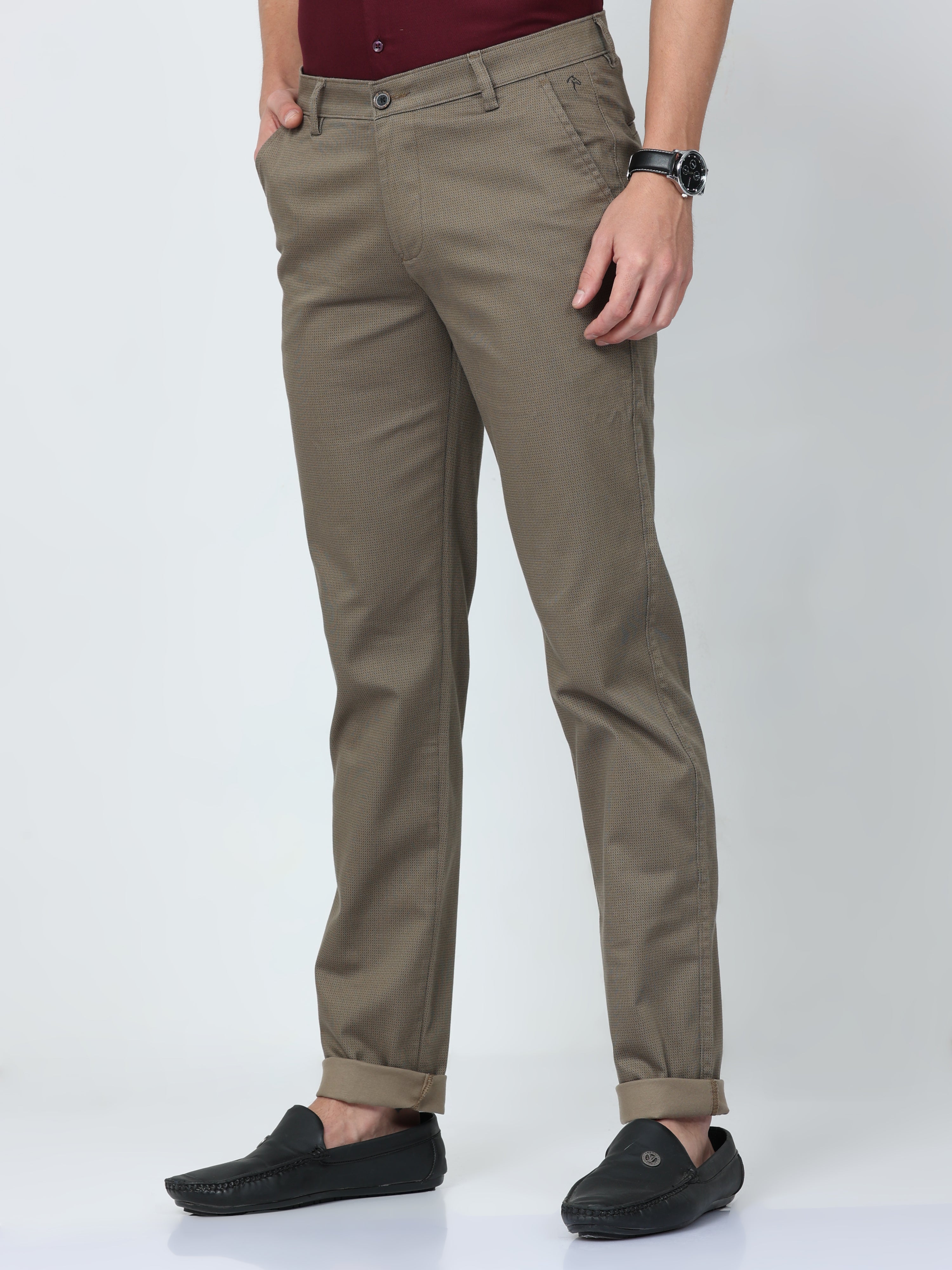 CP BRO Mens Chiesel Fit Solid Khakhi Color Trousers | Tbo2-13 C-Kha-Cf-Ly