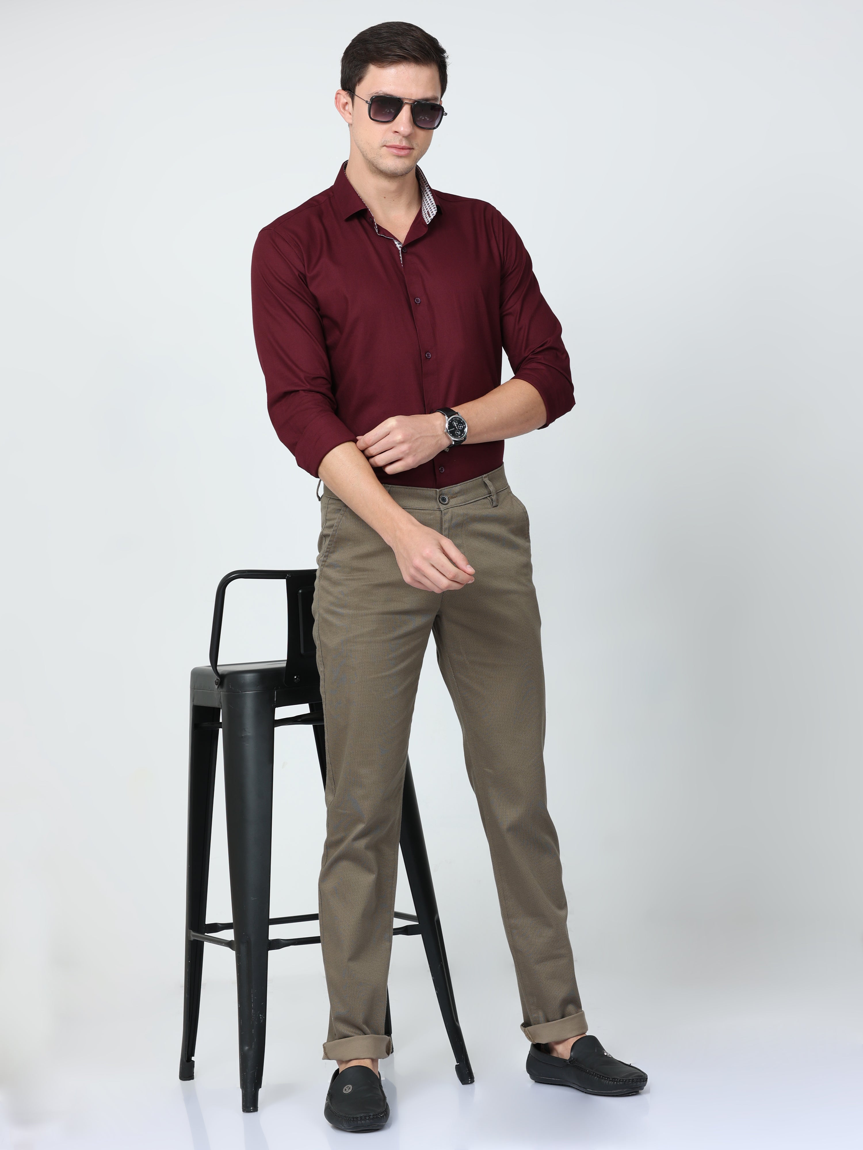 CP BRO Mens Chiesel Fit Solid Khakhi Color Trousers | Tbo2-13 C-Kha-Cf-Ly