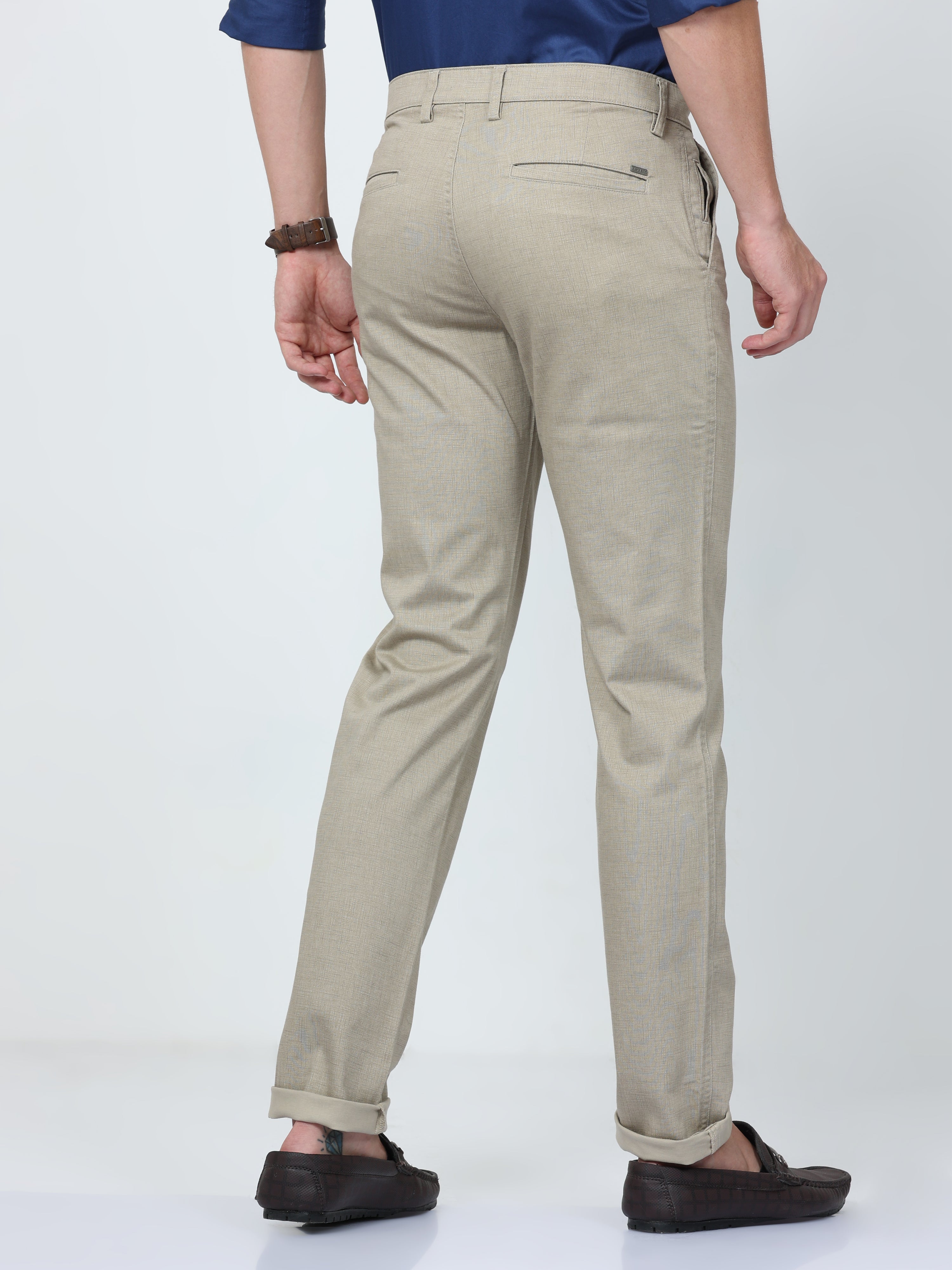 CP BRO Mens Chiesel Fit Solid Beige Color Trousers | Tbo2-11 A-Beg-Cf-Ly