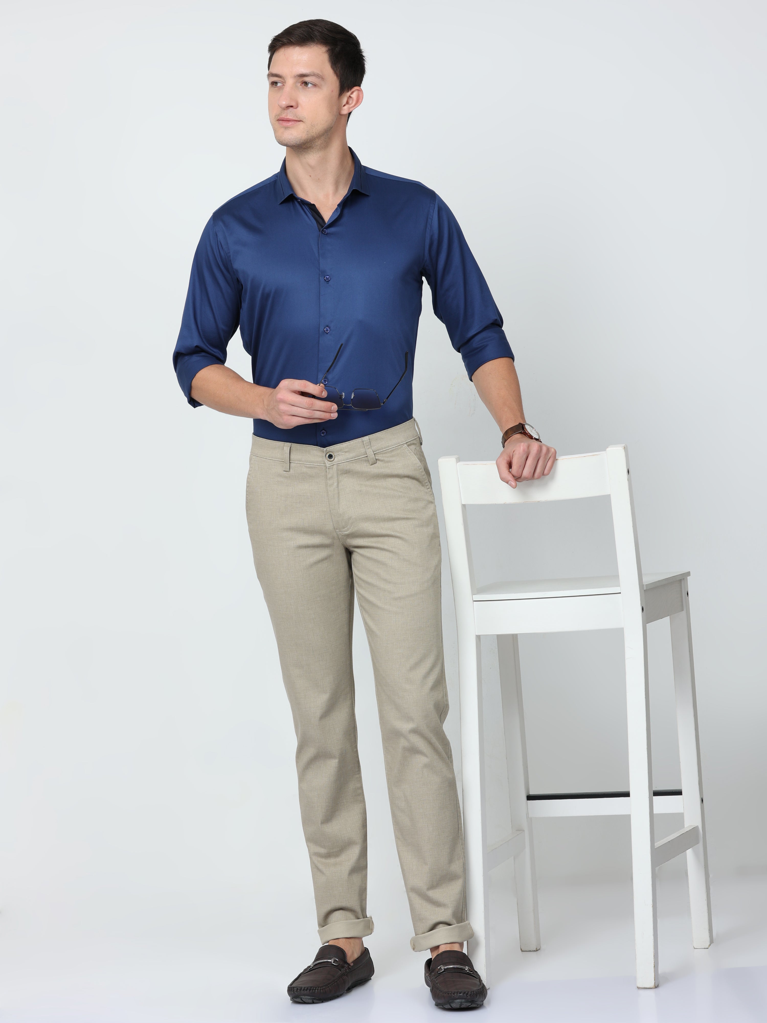 CP BRO Mens Chiesel Fit Solid Beige Color Trousers | Tbo2-11 A-Beg-Cf-Ly