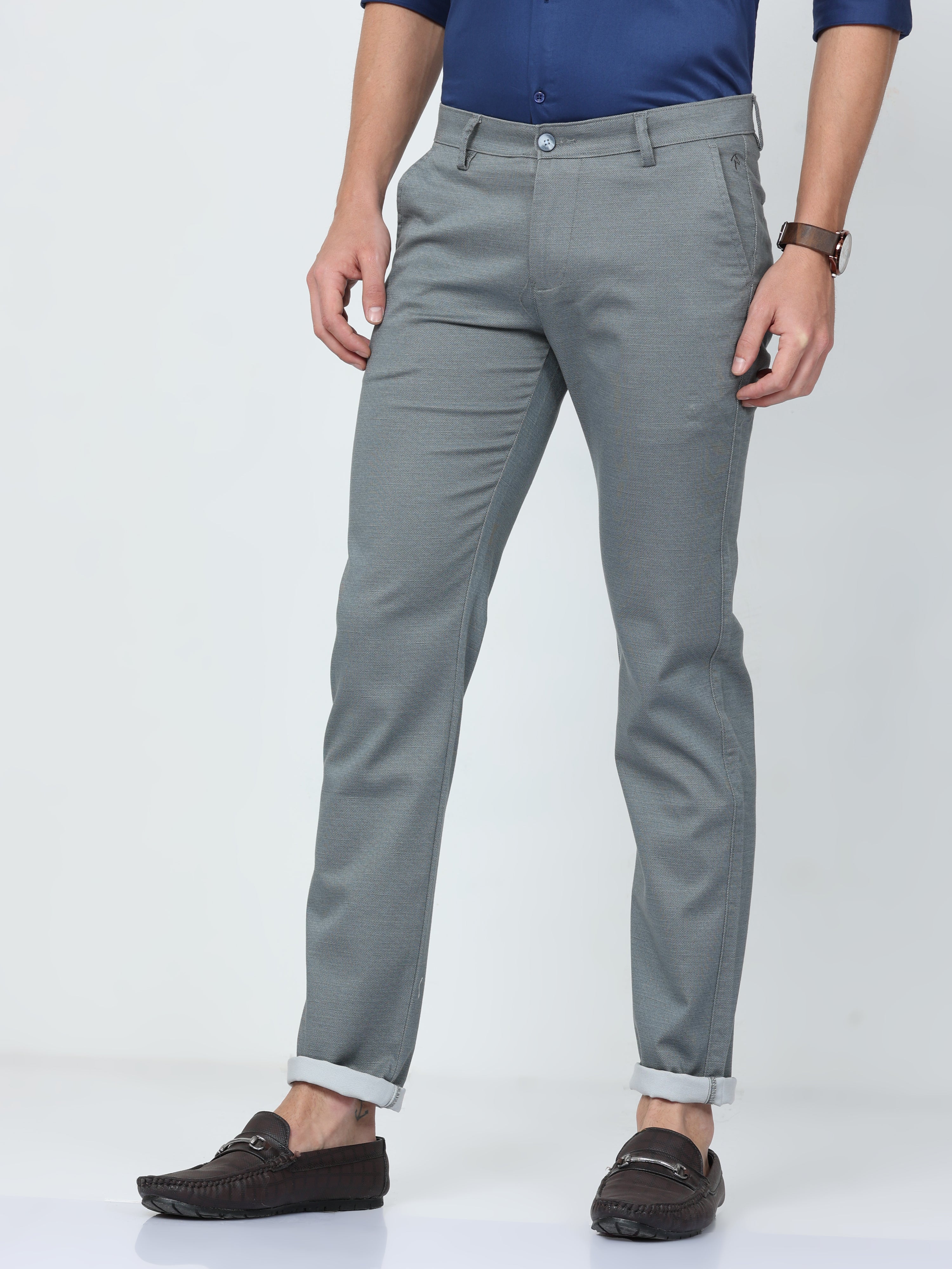 CP BRO Mens Chiesel Fit Solid Grey Color Trousers | Tbo2-10 C-Gry-Cf-Ly