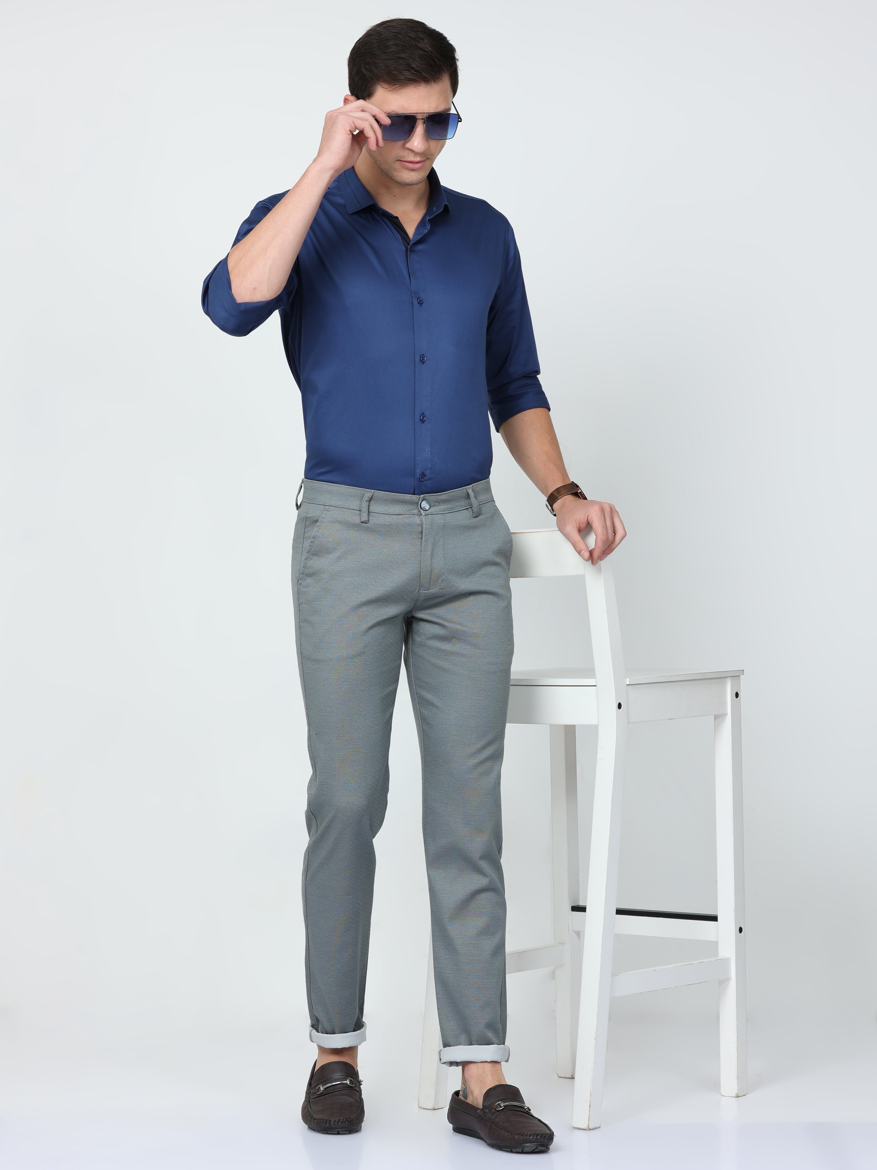 CP BRO Mens Chiesel Fit Solid Grey Color Trousers | Tbo2-10 C-Gry-Cf-Ly