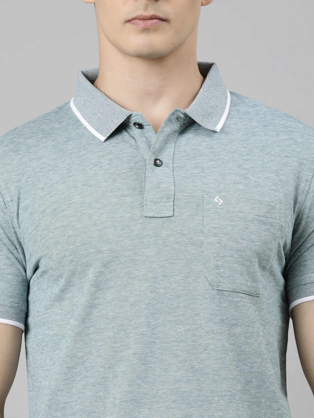 Classic Polo Men's Half Sleeve Green Polo Neck Slim Fit Solid Cotton Blend T-Shirt | CPEG - 373 B SF P