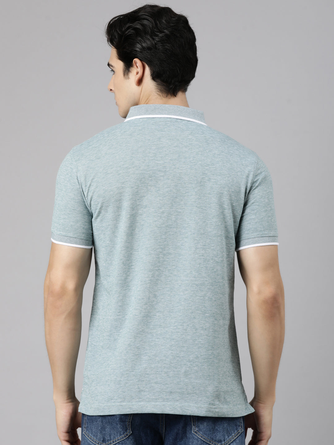 Classic Polo Men's Half Sleeve Green Polo Neck Slim Fit Solid Cotton Blend T-Shirt | CPEG - 373 B SF P
