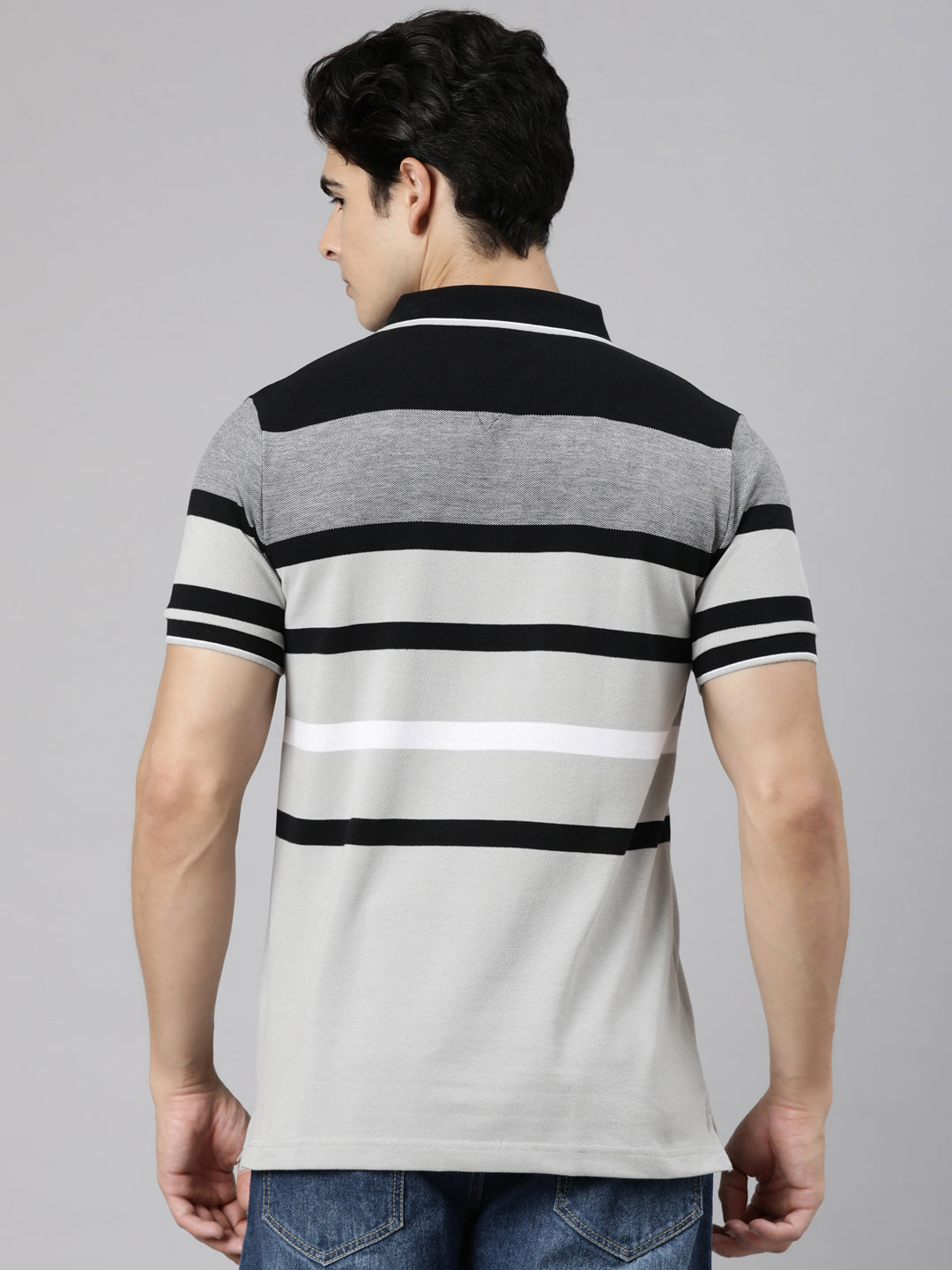 Classic Polo Men's Half Sleeve Multicolor Polo Neck Slim Fit Striped Cotton Blend T-Shirt | LTS-169 SF P.R