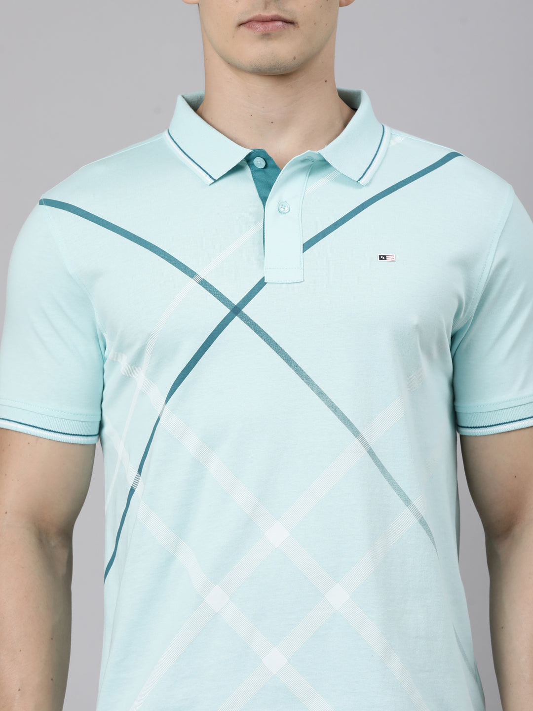 Classic Polo Men's Half Sleeve Light Green Polo Neck Slim Fit Printed Cotton Blend T-Shirt | LTS-FSH - 134 B SF P