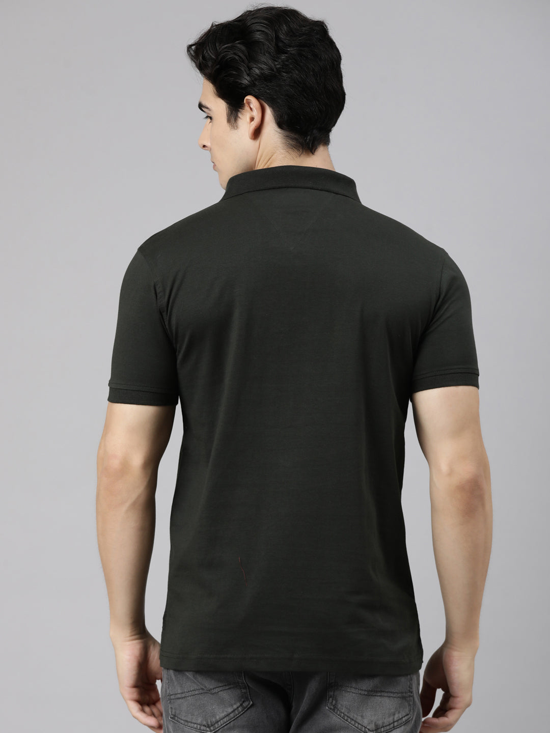 Classic Polo Men's Half Sleeve Charcoal Black Polo Neck Slim Fit Printed Cotton Blend T-Shirt | LTS-FSH - 135 B SF P