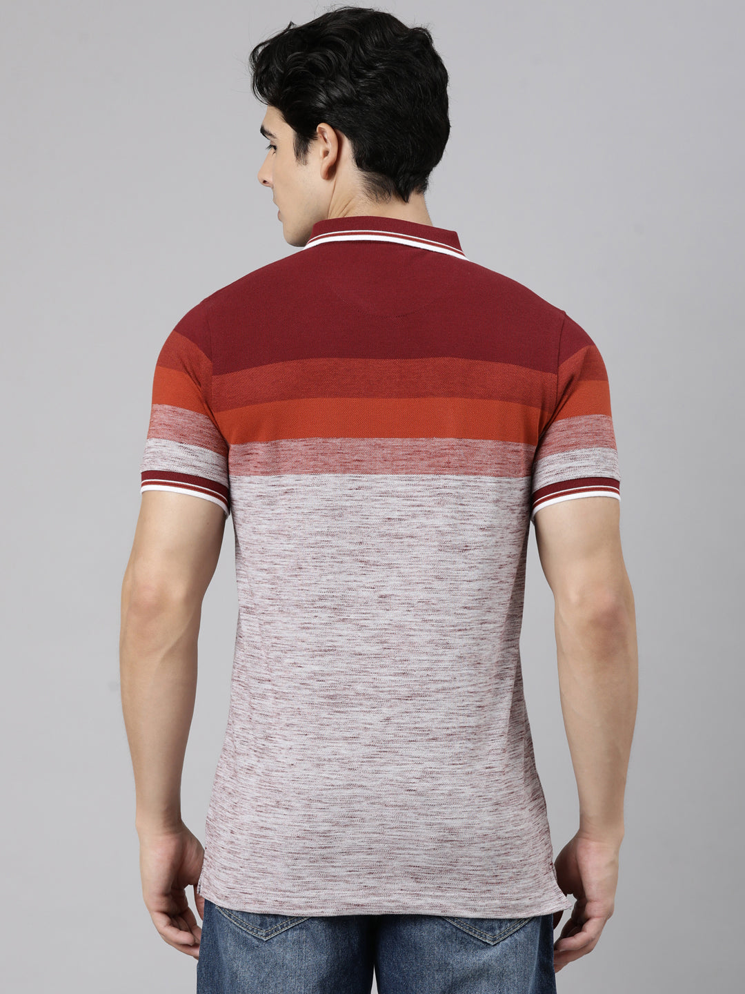 Classic Polo Men's Half Sleeve Multicolor Polo Neck Slim Fit Striped Cotton Blend T-Shirt | LTS-STR - 156 A SF P
