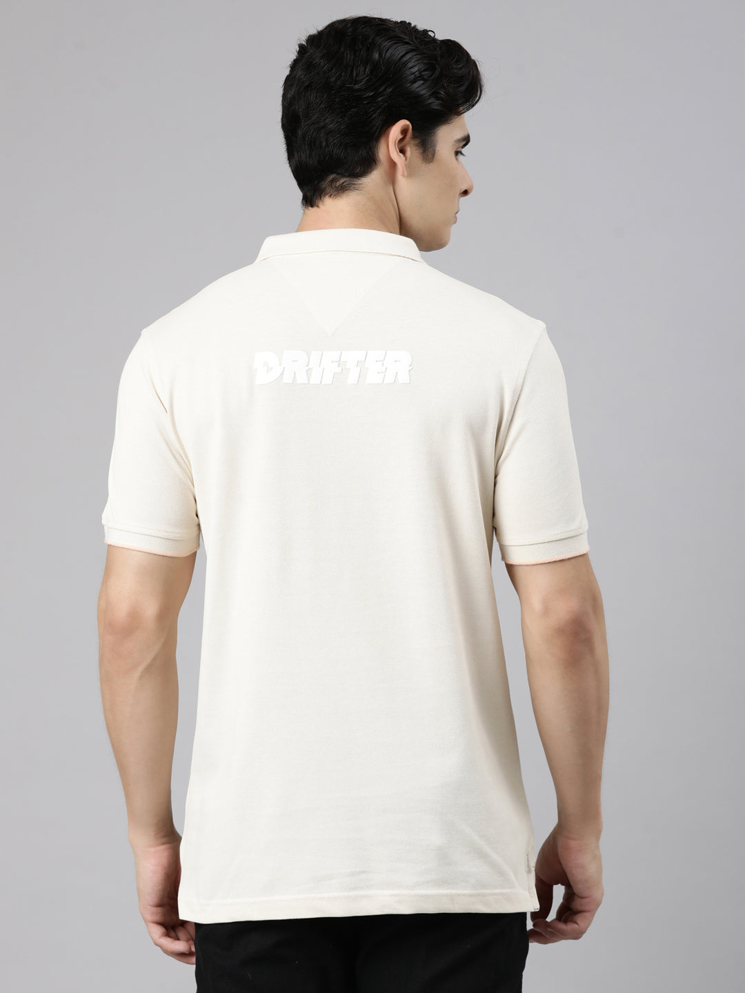Classic Polo Men's Half Sleeve Cream Polo Neck Slim Fit Solid Cotton T-Shirt | PRM - 827 B SF P