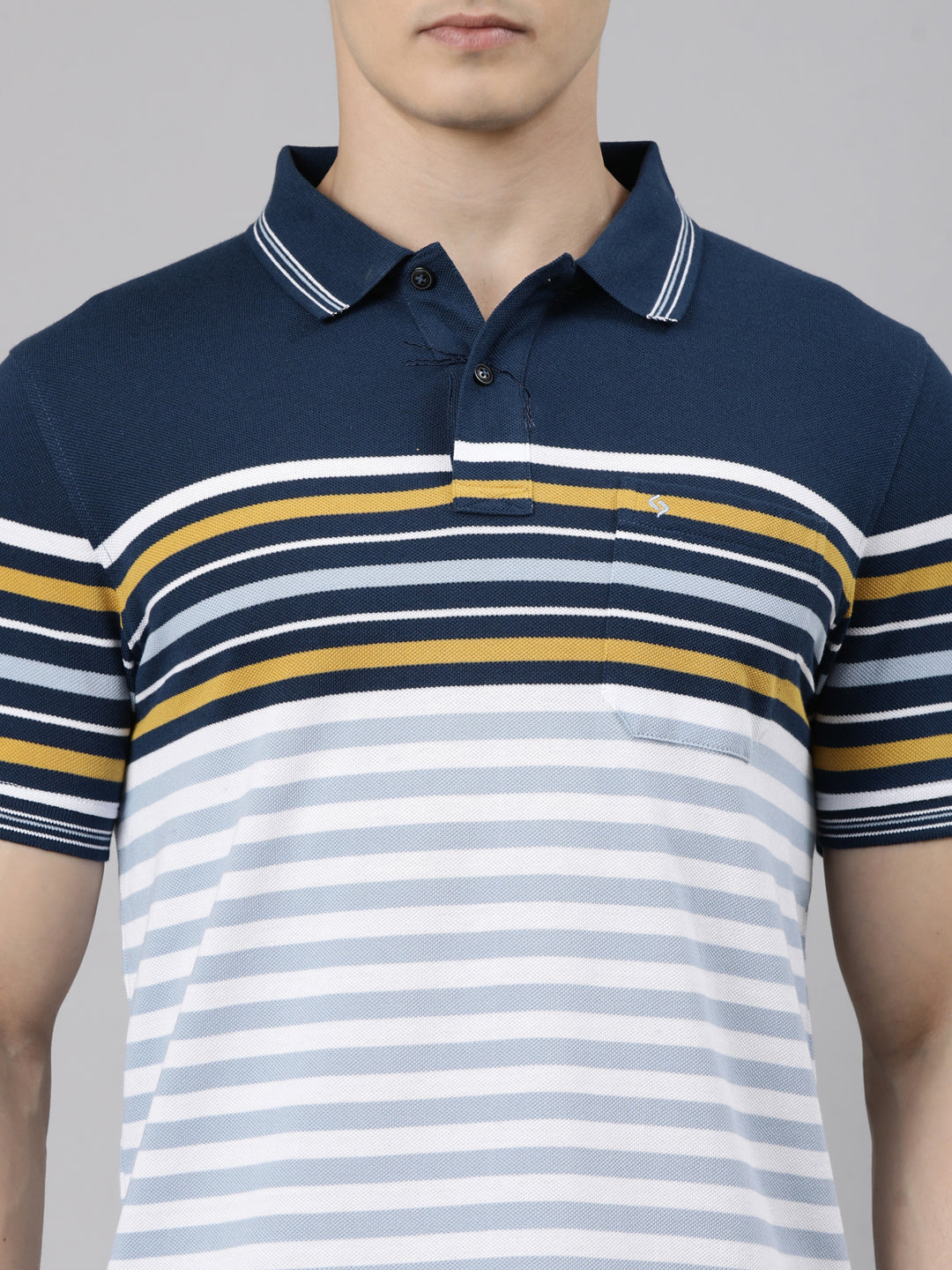 Classic Polo Men's Half Sleeve Multicolor Polo Neck Slim Fit Striped Cotton Blend T-Shirt | VTA - 335 A SF P