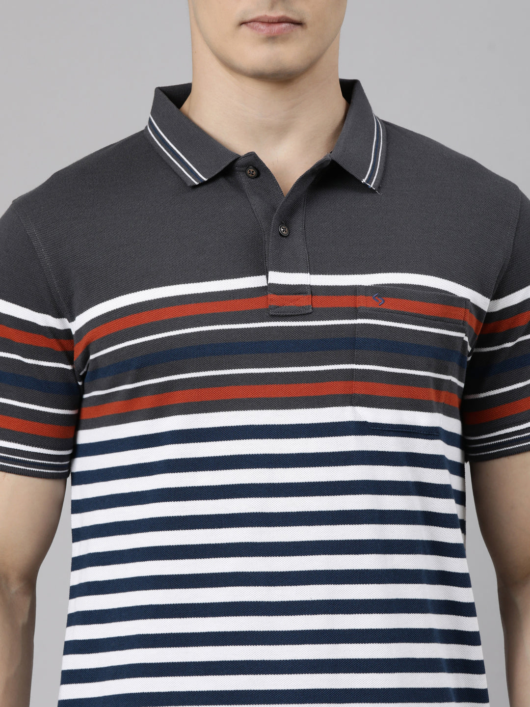 Classic Polo Men's Half Sleeve Multicolor Polo Neck Slim Fit Striped Cotton Blend T-Shirt | VTA - 335 B SF P
