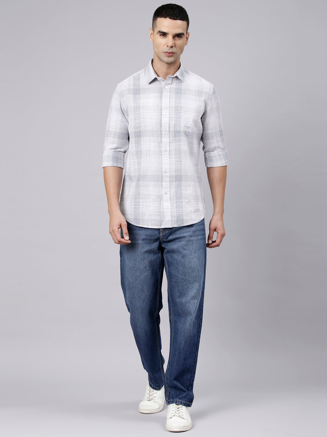 Classic Polo Men's Full Sleeve Multicolor Polo Neck Slim Fit Checked Cotton Casual Shirt | LSHS1-CL-02 A-FS-CHK-SF