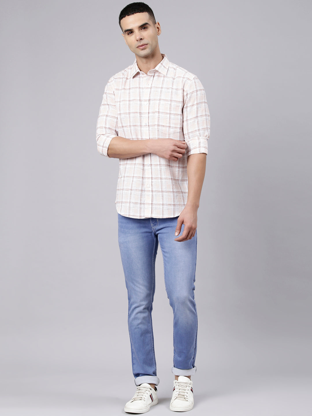 Classic Polo Men's Full Sleeve Multicolor Polo Neck Slim Fit Checked Cotton Casual Shirt | LSHS1-CL-20 A-FS-CHK-SF