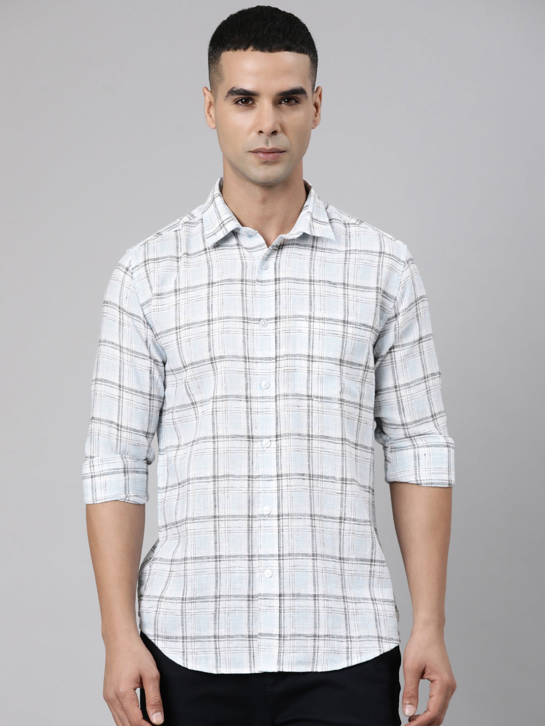 Classic Polo Men's Full Sleeve Multicolor Polo Neck Slim Fit Checked Cotton Casual Shirt | LSHS1-CL-20 B-FS-CHK-SF
