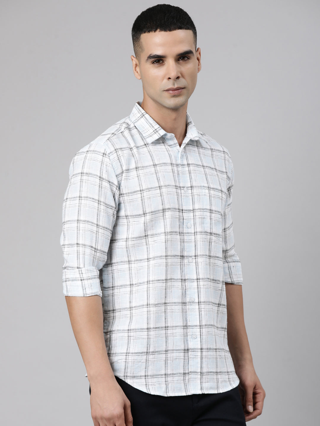 Classic Polo Men's Full Sleeve Multicolor Polo Neck Slim Fit Checked Cotton Casual Shirt | LSHS1-CL-20 B-FS-CHK-SF