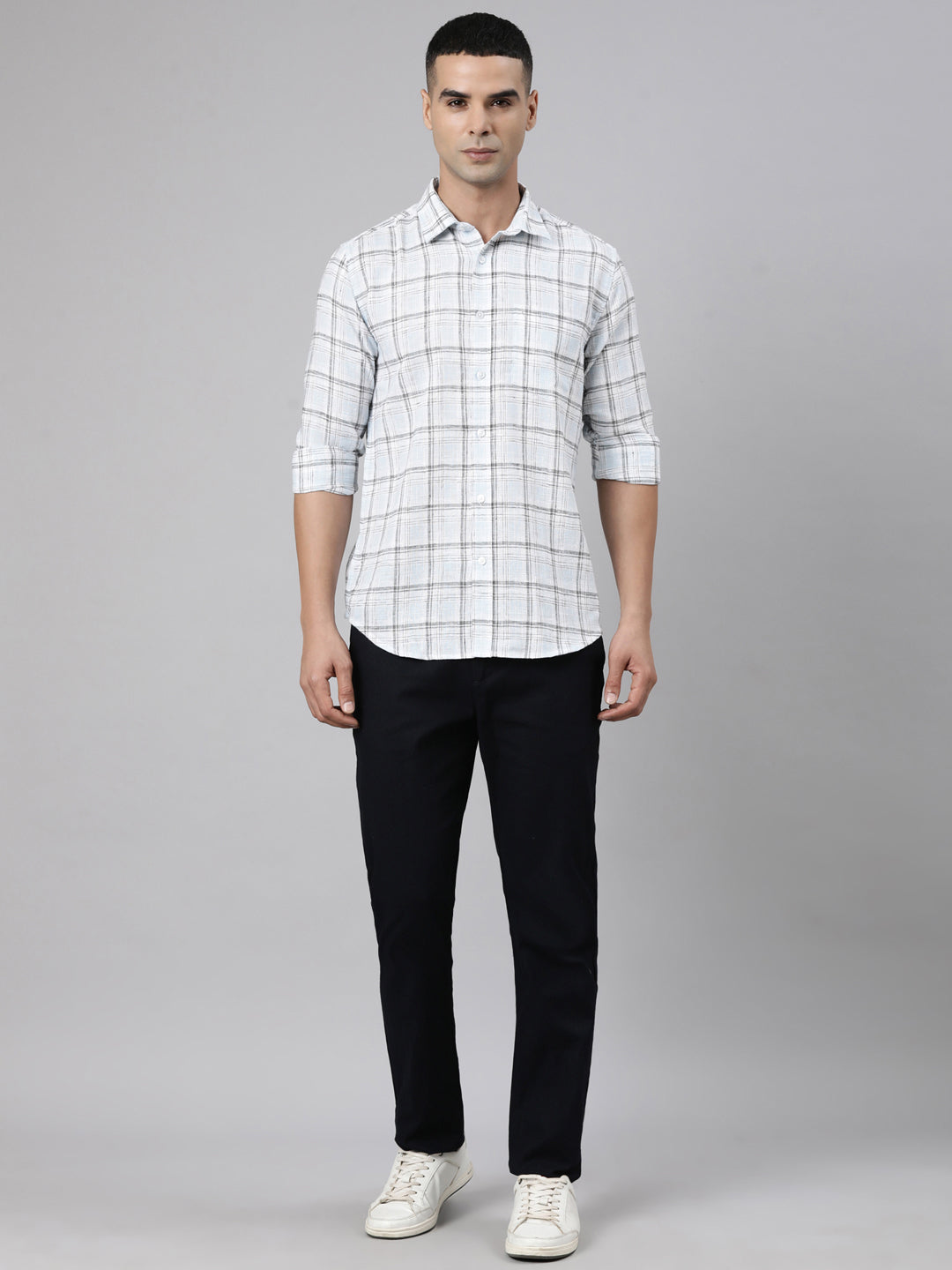 Classic Polo Men's Full Sleeve Multicolor Polo Neck Slim Fit Checked Cotton Casual Shirt | LSHS1-CL-20 B-FS-CHK-SF