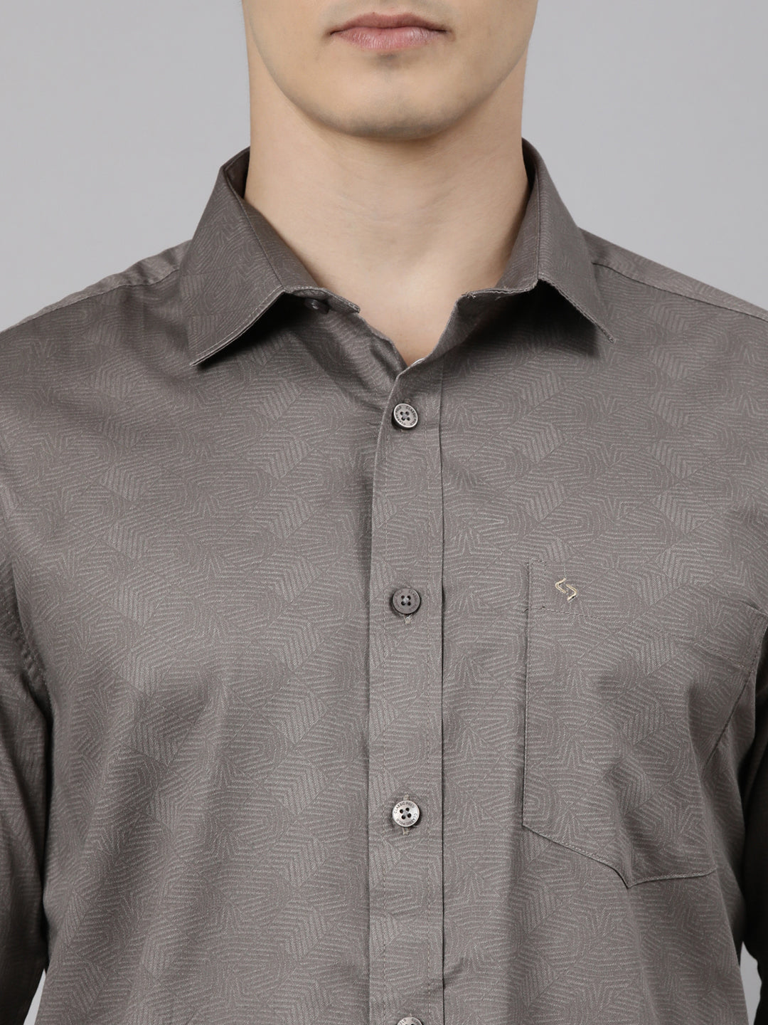 Classic Polo Men's Full Sleeve Taupe Polo Neck Slim Fit Solid Cotton Casual Shirt | LSHS1-EL-04 A-FS-SLD-SF