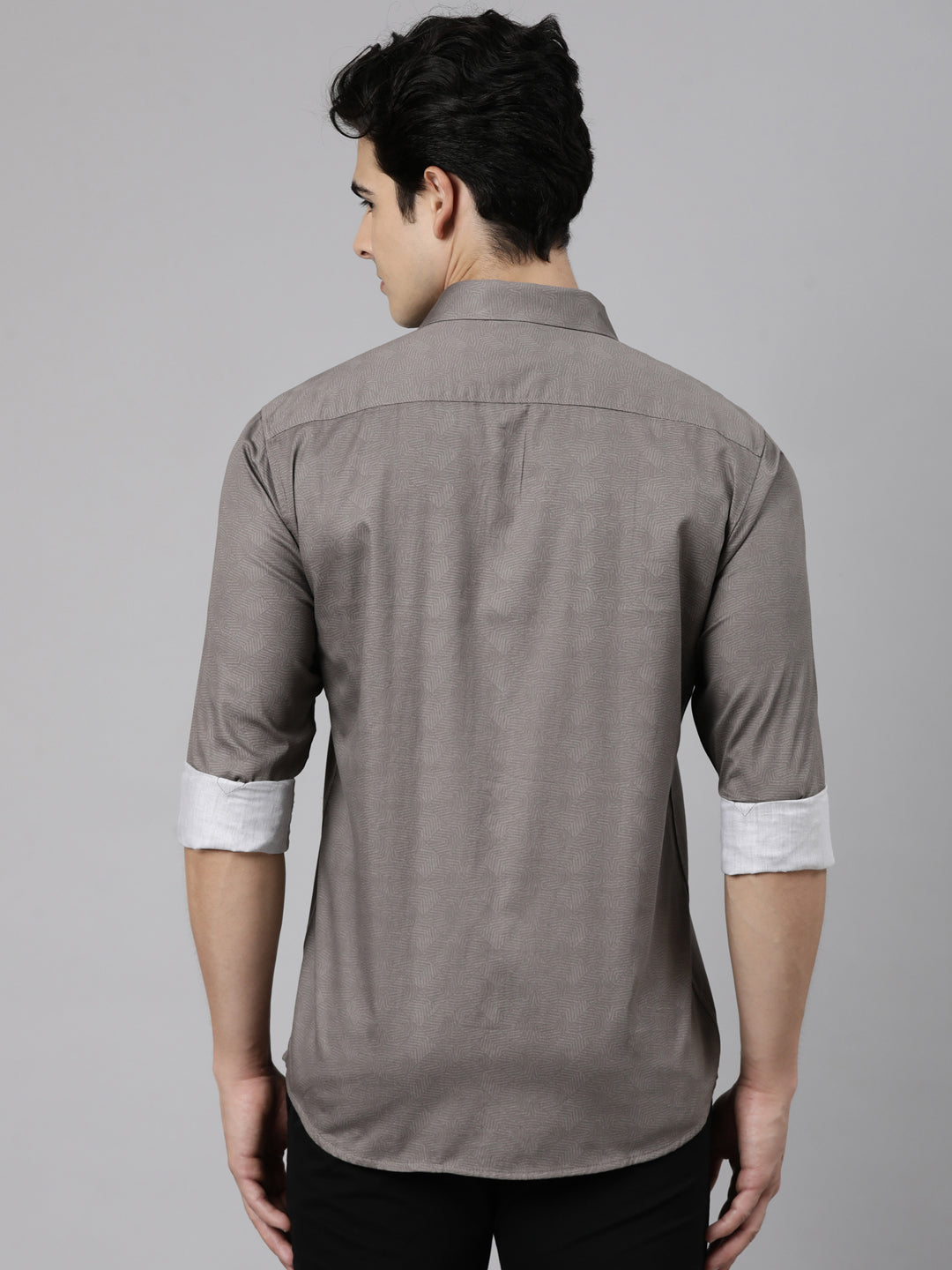 Classic Polo Men's Full Sleeve Taupe Polo Neck Slim Fit Solid Cotton Casual Shirt | LSHS1-EL-04 A-FS-SLD-SF