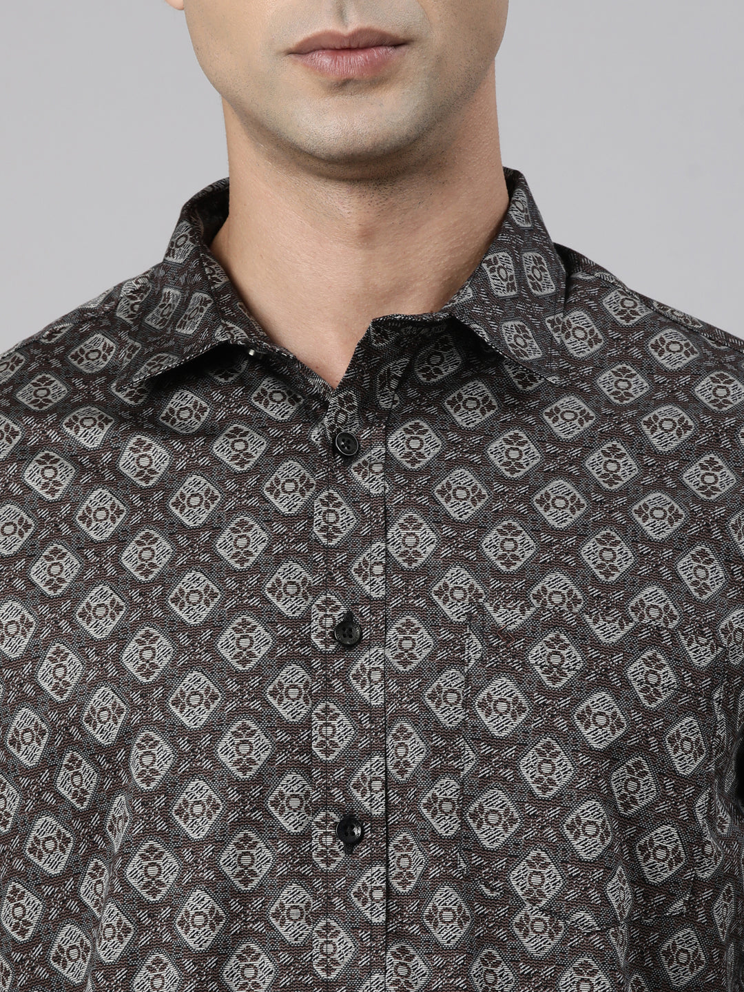 Classic Polo Men's Full Sleeve Multicolor Polo Neck Slim Fit Printed Cotton Casual Shirt | LSHS1-EL-08 B-FS-PRT-SF