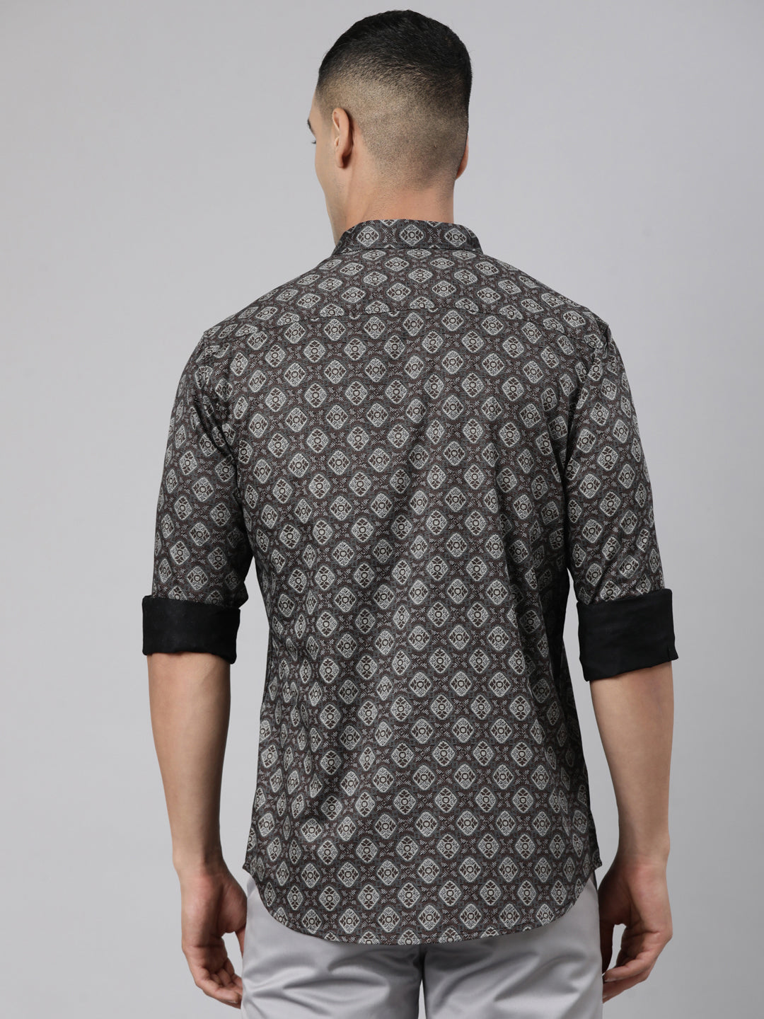 Classic Polo Men's Full Sleeve Multicolor Polo Neck Slim Fit Printed Cotton Casual Shirt | LSHS1-EL-08 B-FS-PRT-SF