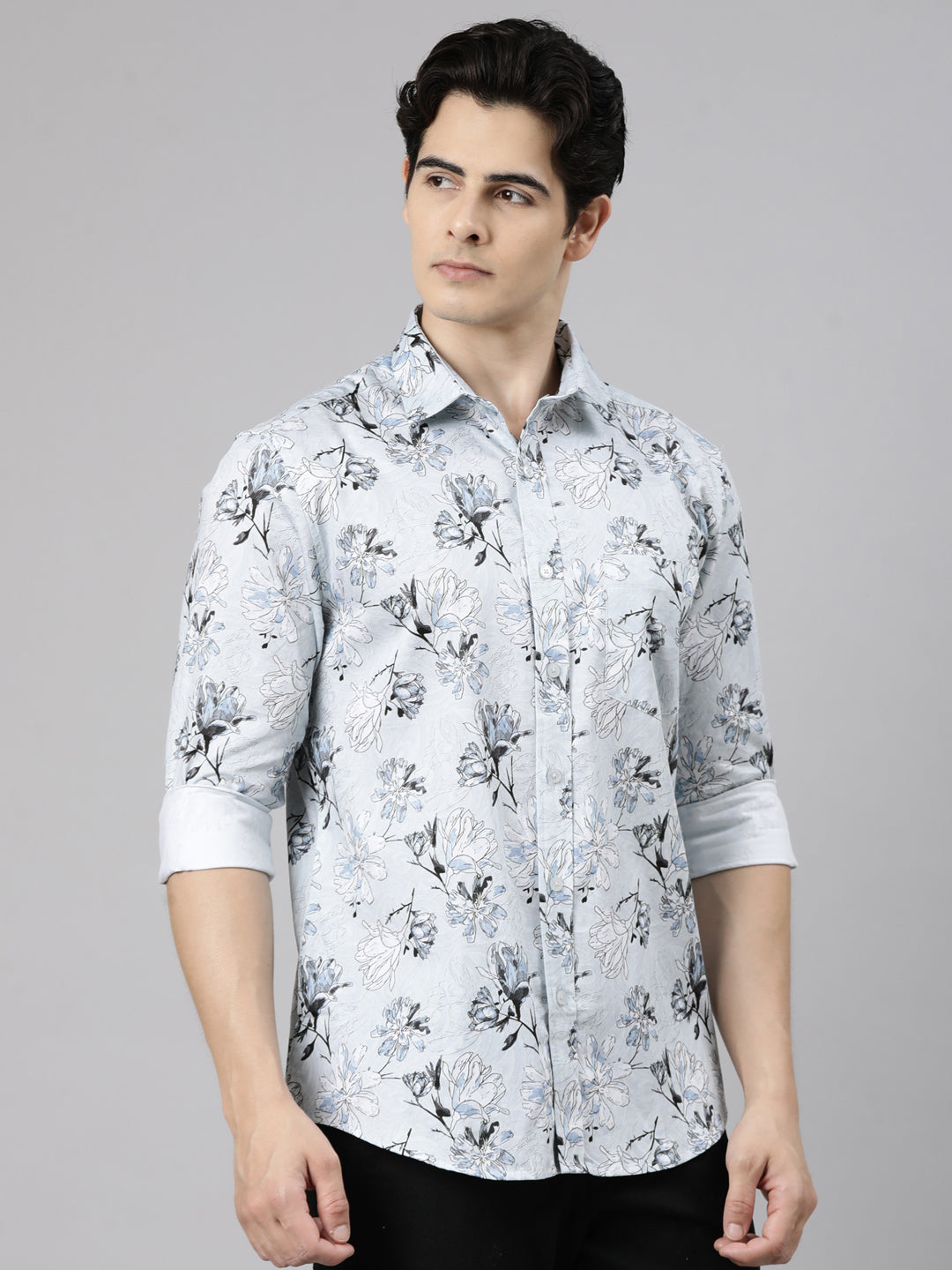 Classic Polo Men's Full Sleeve Multicolor Polo Neck Slim Fit Printed Cotton Casual Shirt | LSHS1-EL-26 A-FS-PRT-SF