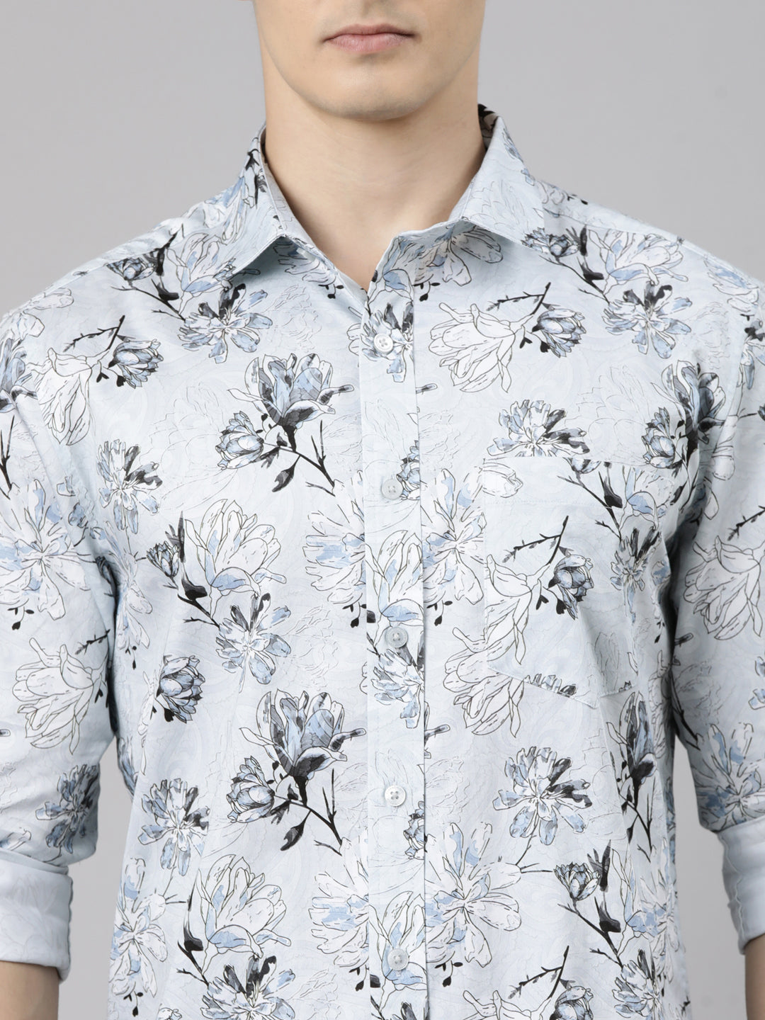 Classic Polo Men's Full Sleeve Multicolor Polo Neck Slim Fit Printed Cotton Casual Shirt | LSHS1-EL-26 A-FS-PRT-SF