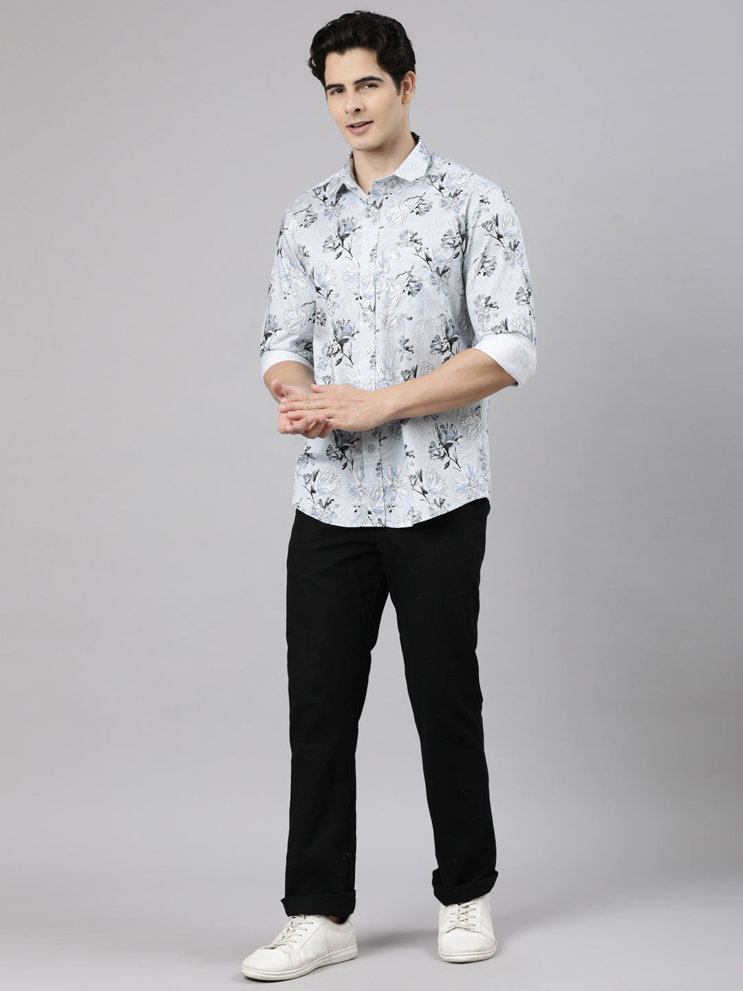Classic Polo Men's Full Sleeve Multicolor Polo Neck Slim Fit Printed Cotton Casual Shirt | LSHS1-EL-26 A-FS-PRT-SF