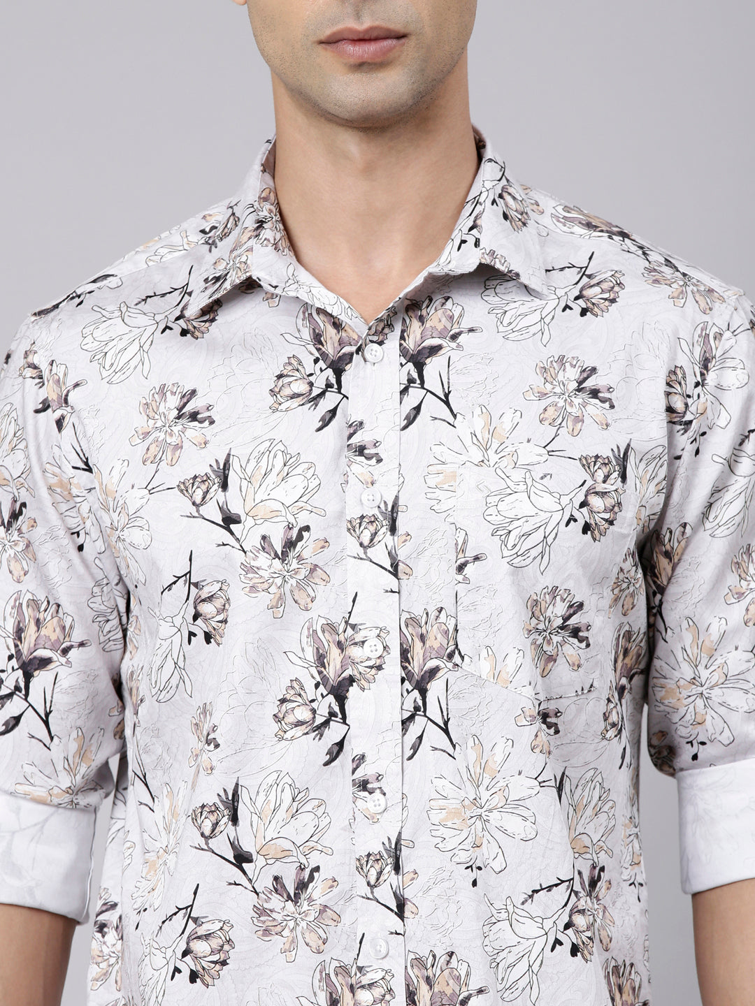 Classic Polo Men's Full Sleeve Multicolor Polo Neck Slim Fit Printed Cotton Casual Shirt | LSHS1-EL-26 B-FS-PRT-SF