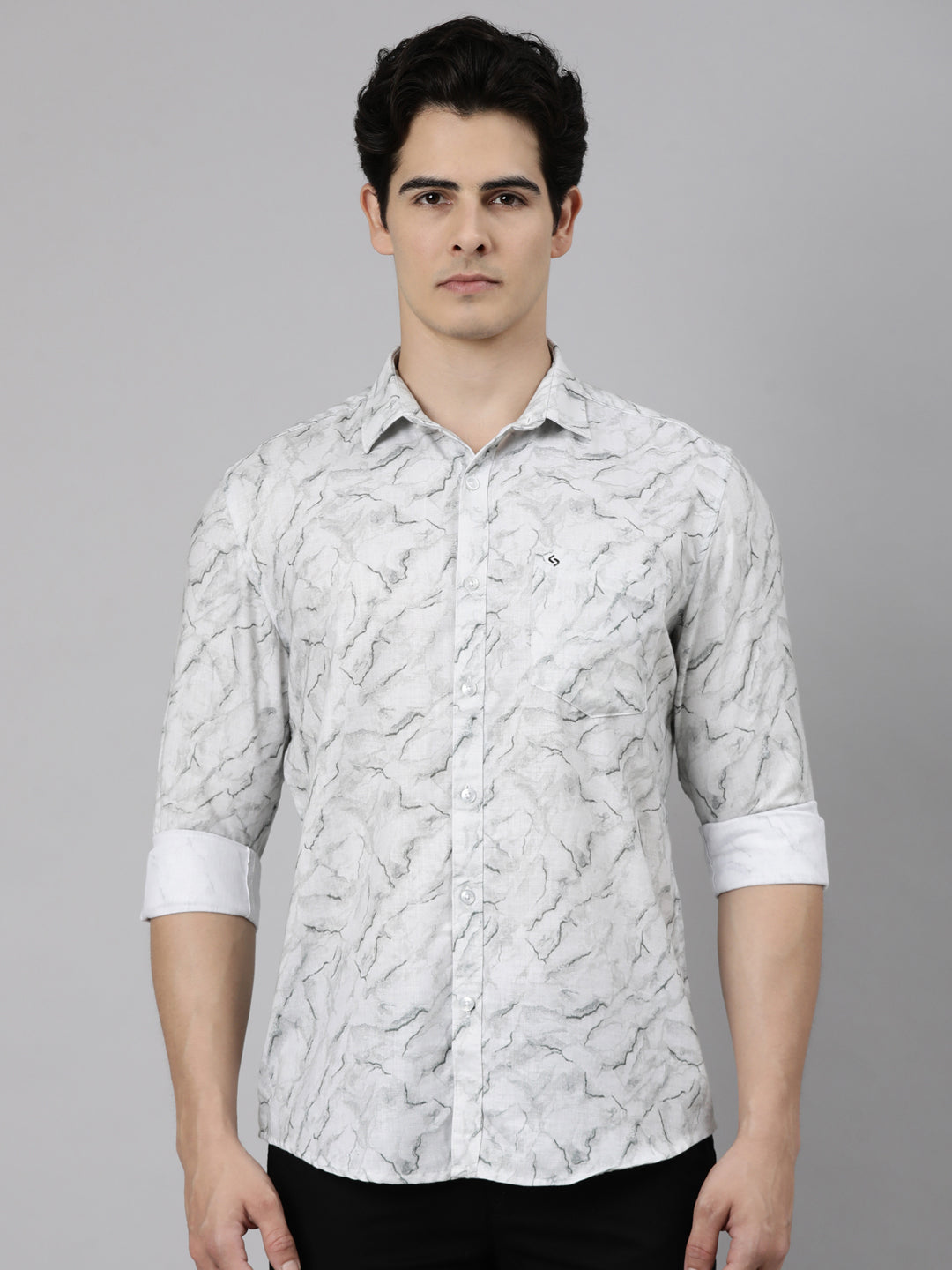 Classic Polo Men's Full Sleeve Multicolor Polo Neck Slim Fit Printed Cotton Casual Shirt | SR1-CL-20 B-FS-PRT-SF