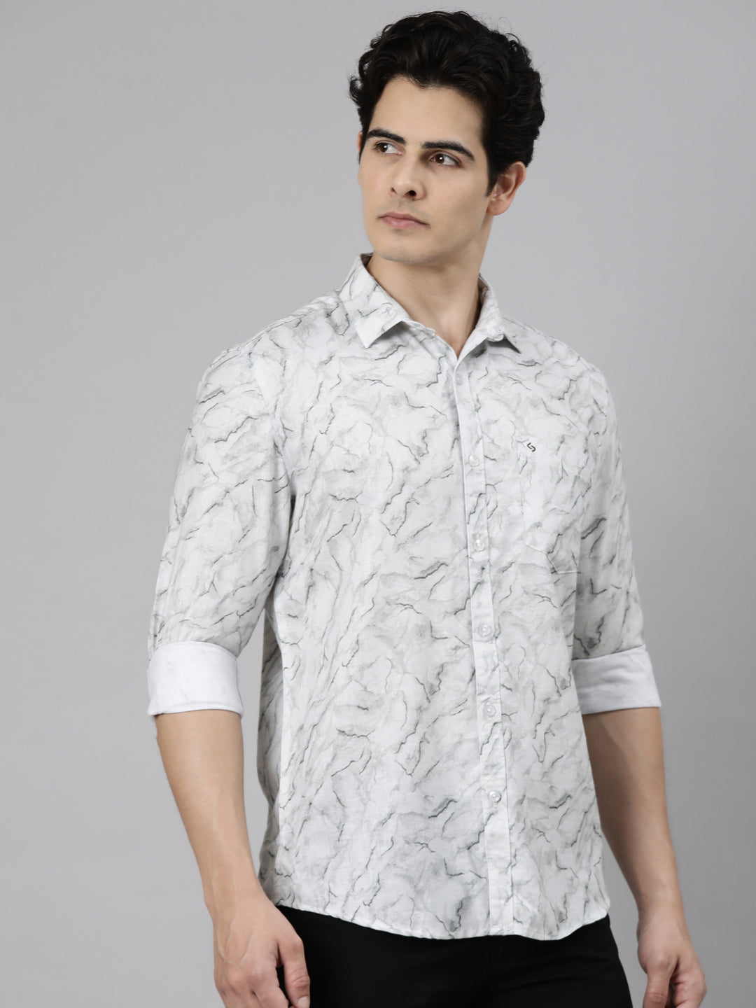 Classic Polo Men's Full Sleeve Multicolor Polo Neck Slim Fit Printed Cotton Casual Shirt | SR1-CL-20 B-FS-PRT-SF