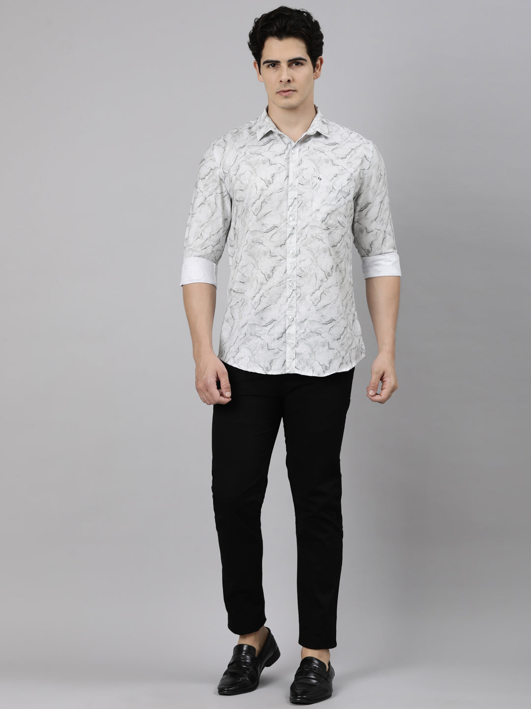 Classic Polo Men's Full Sleeve Multicolor Polo Neck Slim Fit Printed Cotton Casual Shirt | SR1-CL-20 B-FS-PRT-SF
