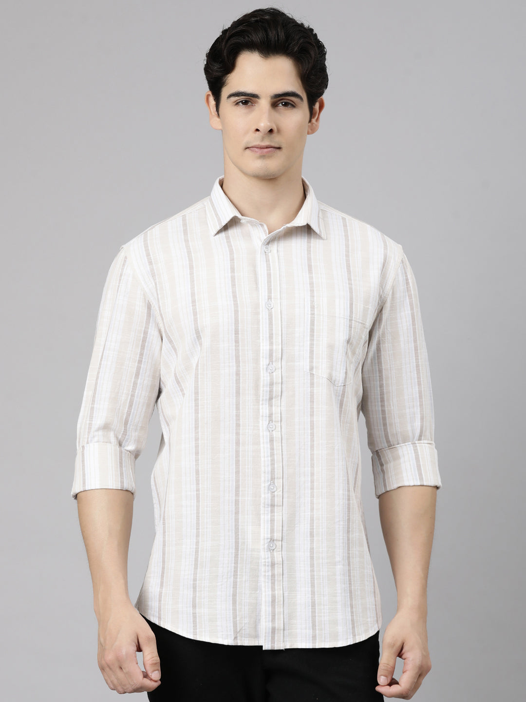 Classic Polo Men's Full Sleeve Multicolor Polo Neck Slim Fit Printed Cotton Casual Shirt | SR1-EL-03 A-FS-STR-SF